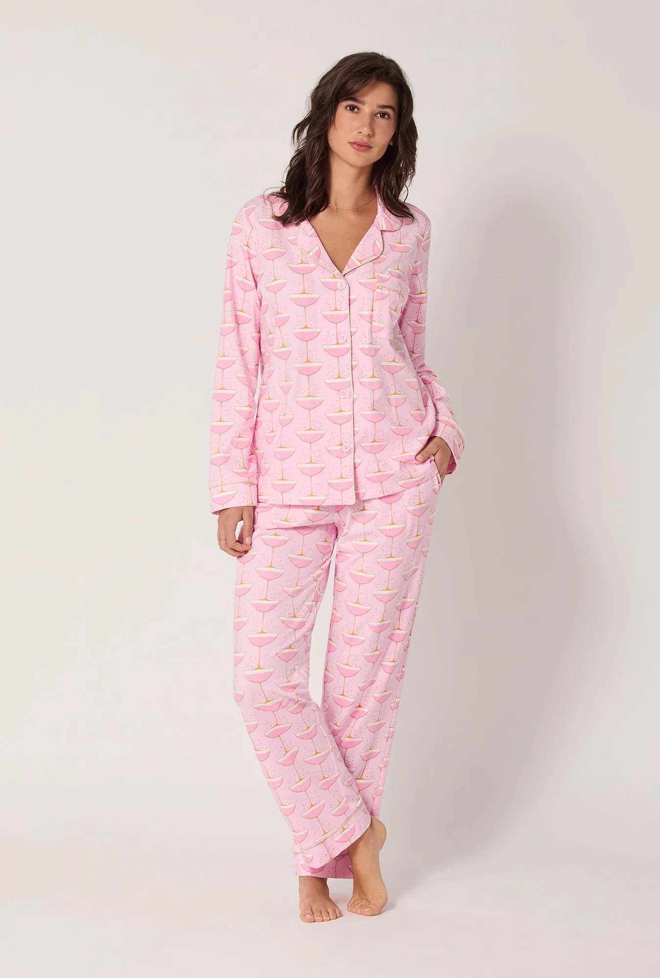 Champagne Coupe Long Sleeve Classic Stretch Jersey Pj Set sold by BedHead product image thumbnail 2