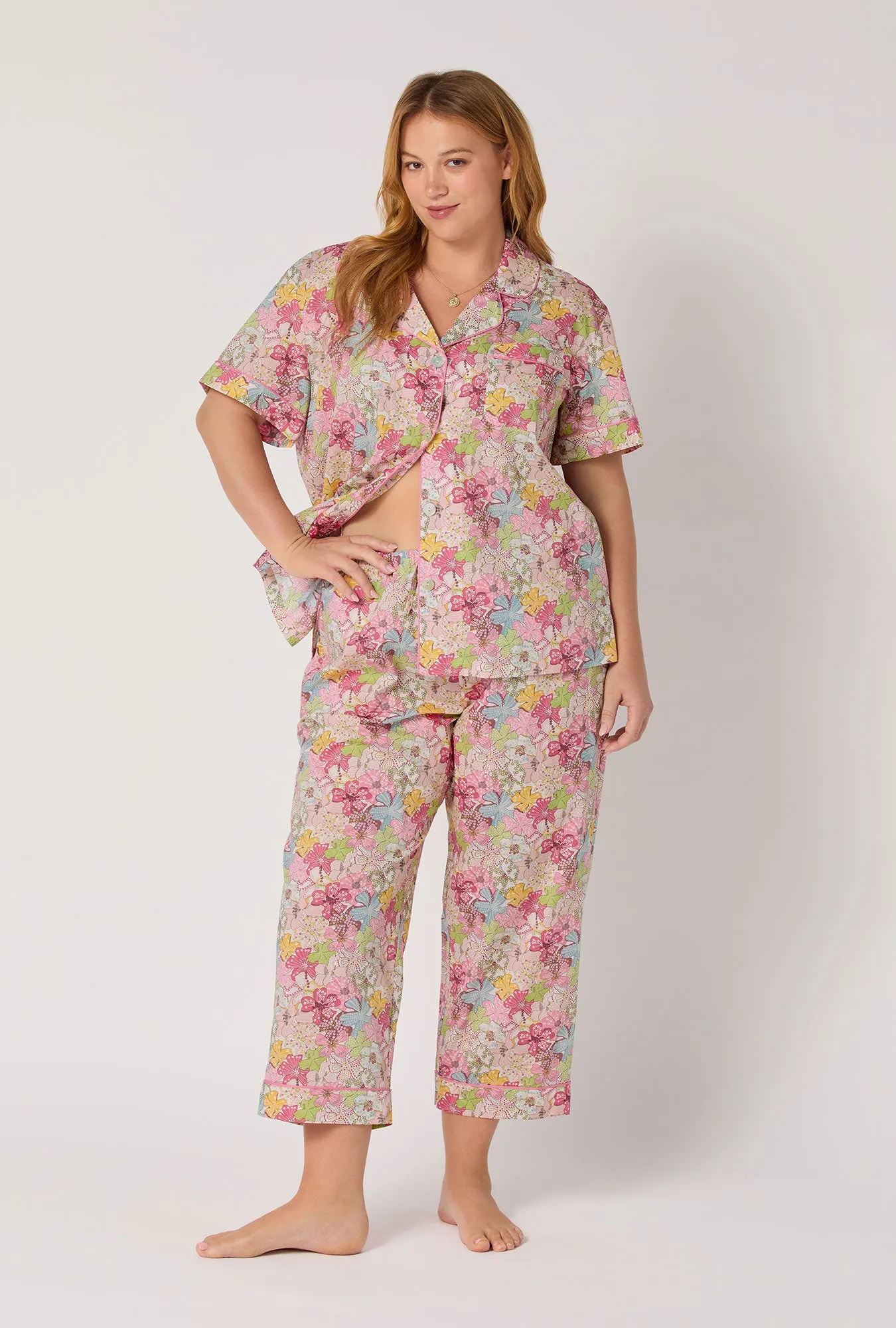 Mauvey Short Sleeve Classic Woven Tana Lawn® Cropped Pj Set Made With Liberty Fabric sold by BedHead product image thumbnail 5