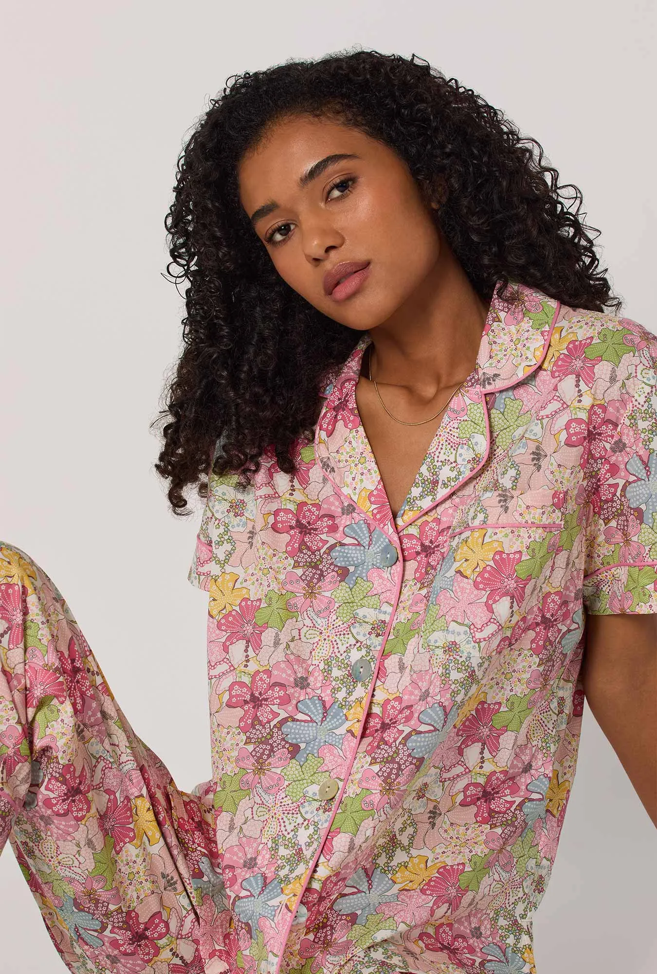 Mauvey Short Sleeve Classic Woven Tana Lawn® Cropped Pj Set Made With Liberty Fabric sold by BedHead product image thumbnail 4
