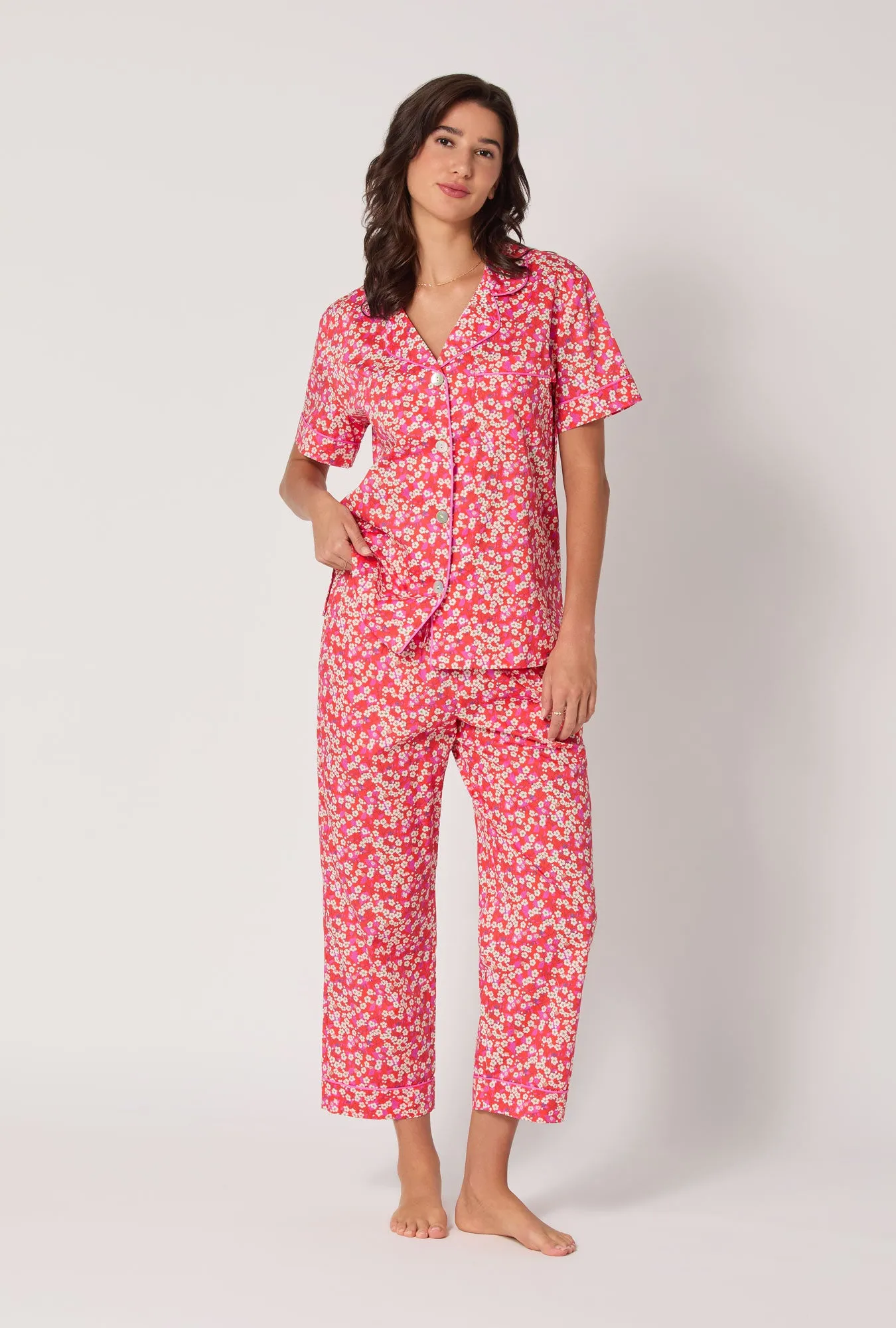Mitsi Short Sleeve Classic Woven Tana Lawn® Cropped Pj Set Made With Liberty Fabric sold by BedHead