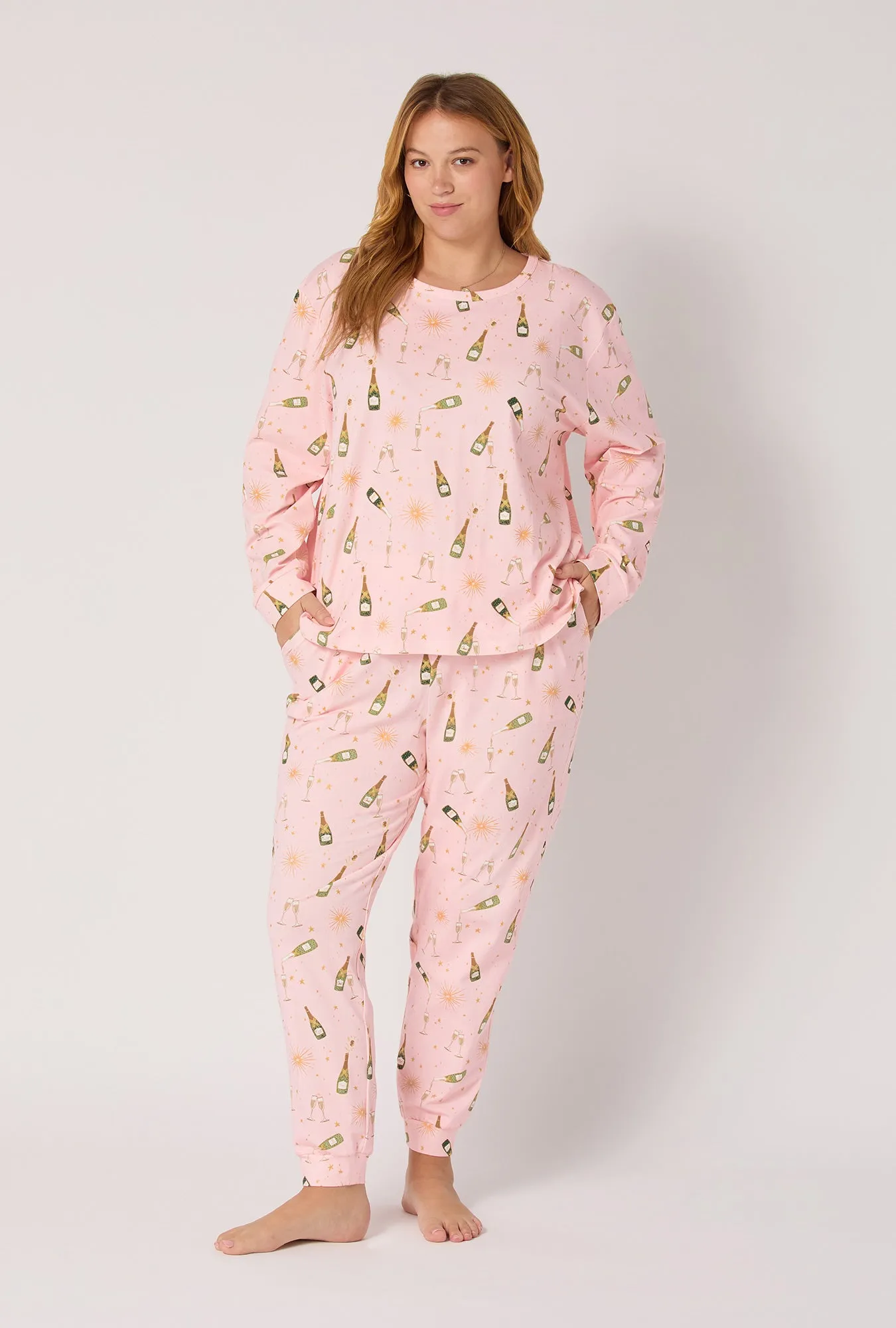 Pop Fizz Clink Long Sleeve Pullover Crew And Jogger Stretch Jersey Pj Set sold by BedHead product image thumbnail 5