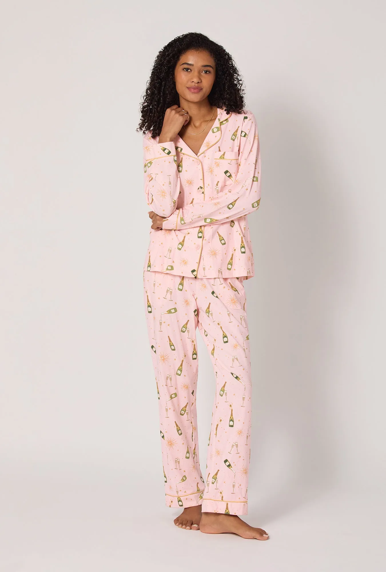 Pop Fizz Clink Long Sleeve Classic Stretch Jersey Pj Set sold by BedHead