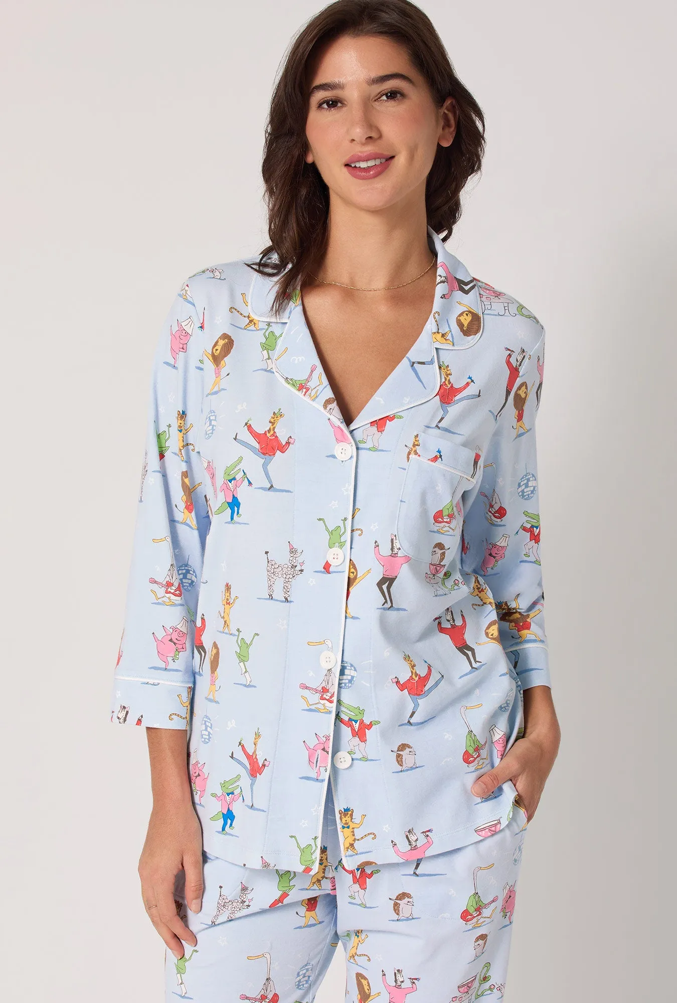 Till The Ball Drops 3/4 Sleeve Classic Stretch Jersey Cropped Pj Set sold by BedHead product image thumbnail 4