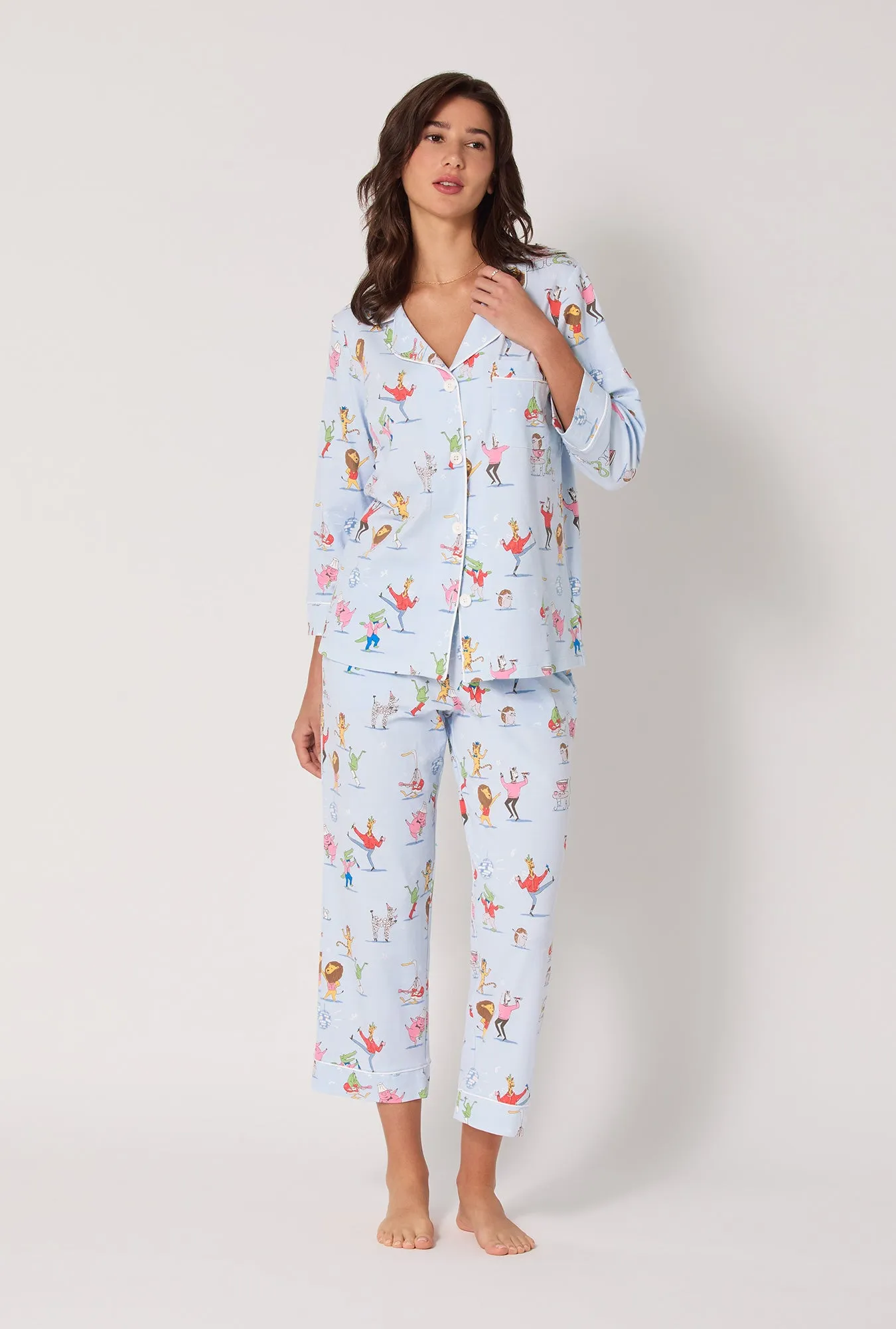 Till The Ball Drops 3/4 Sleeve Classic Stretch Jersey Cropped Pj Set sold by BedHead