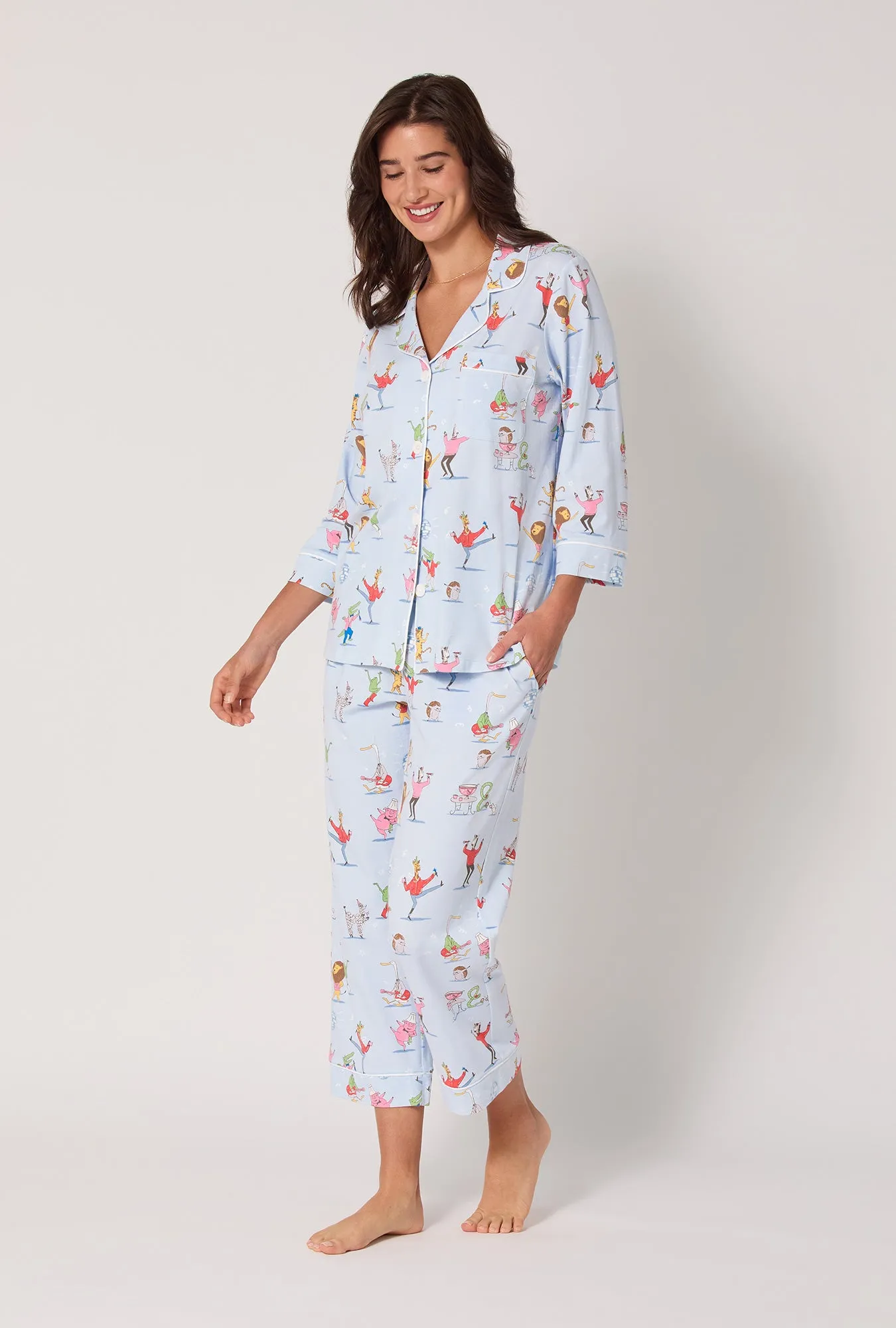 Till The Ball Drops 3/4 Sleeve Classic Stretch Jersey Cropped Pj Set sold by BedHead product image thumbnail 2