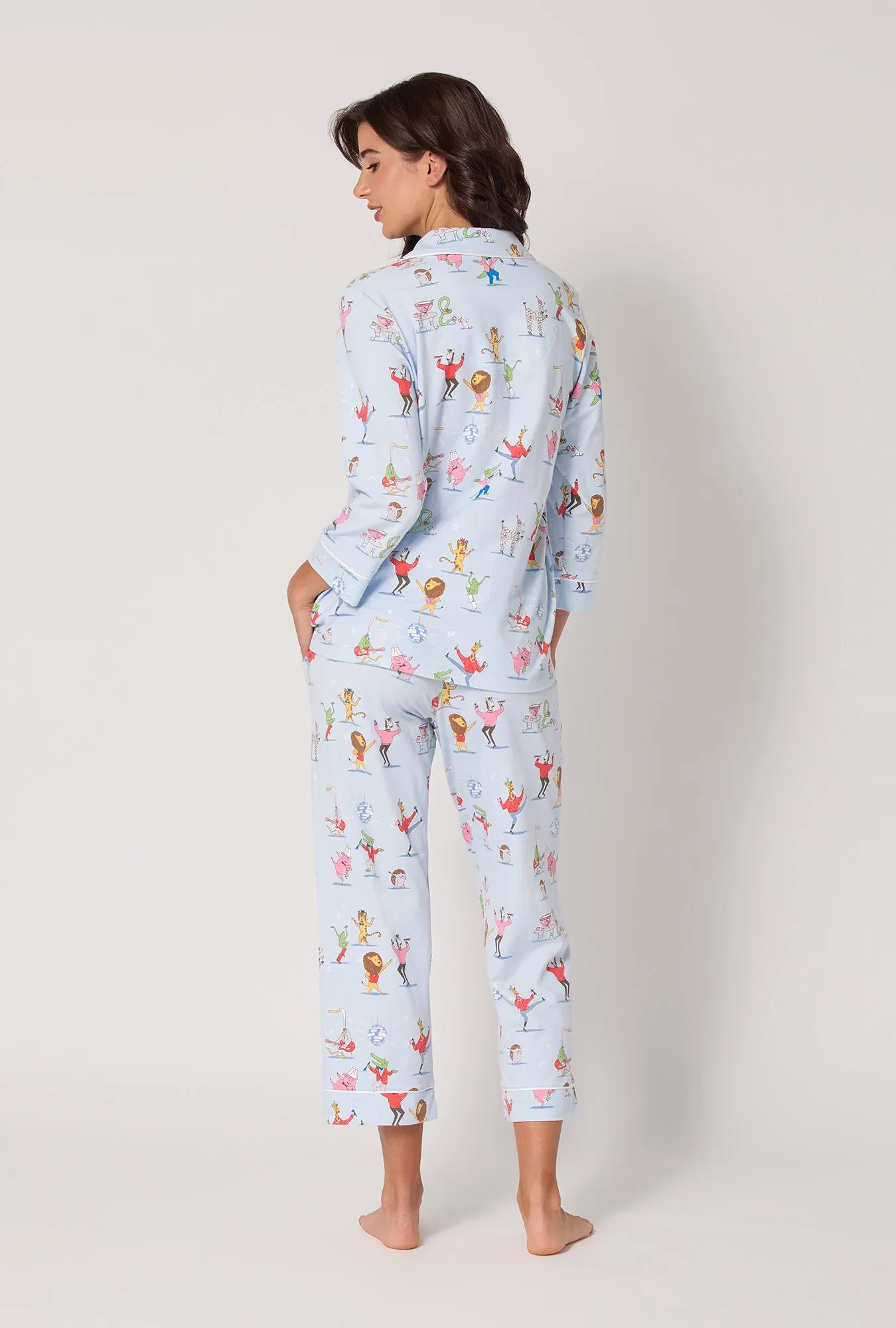 Till The Ball Drops 3/4 Sleeve Classic Stretch Jersey Cropped Pj Set sold by BedHead product image thumbnail 3