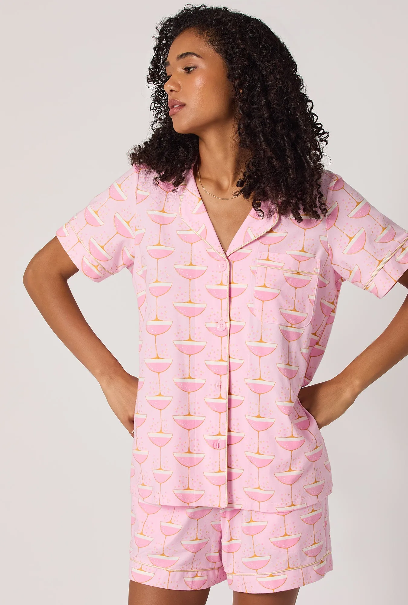 Champagne Coupe Short Sleeve Classic Shorty Stretch Jersey Pj Set sold by BedHead product image thumbnail 4