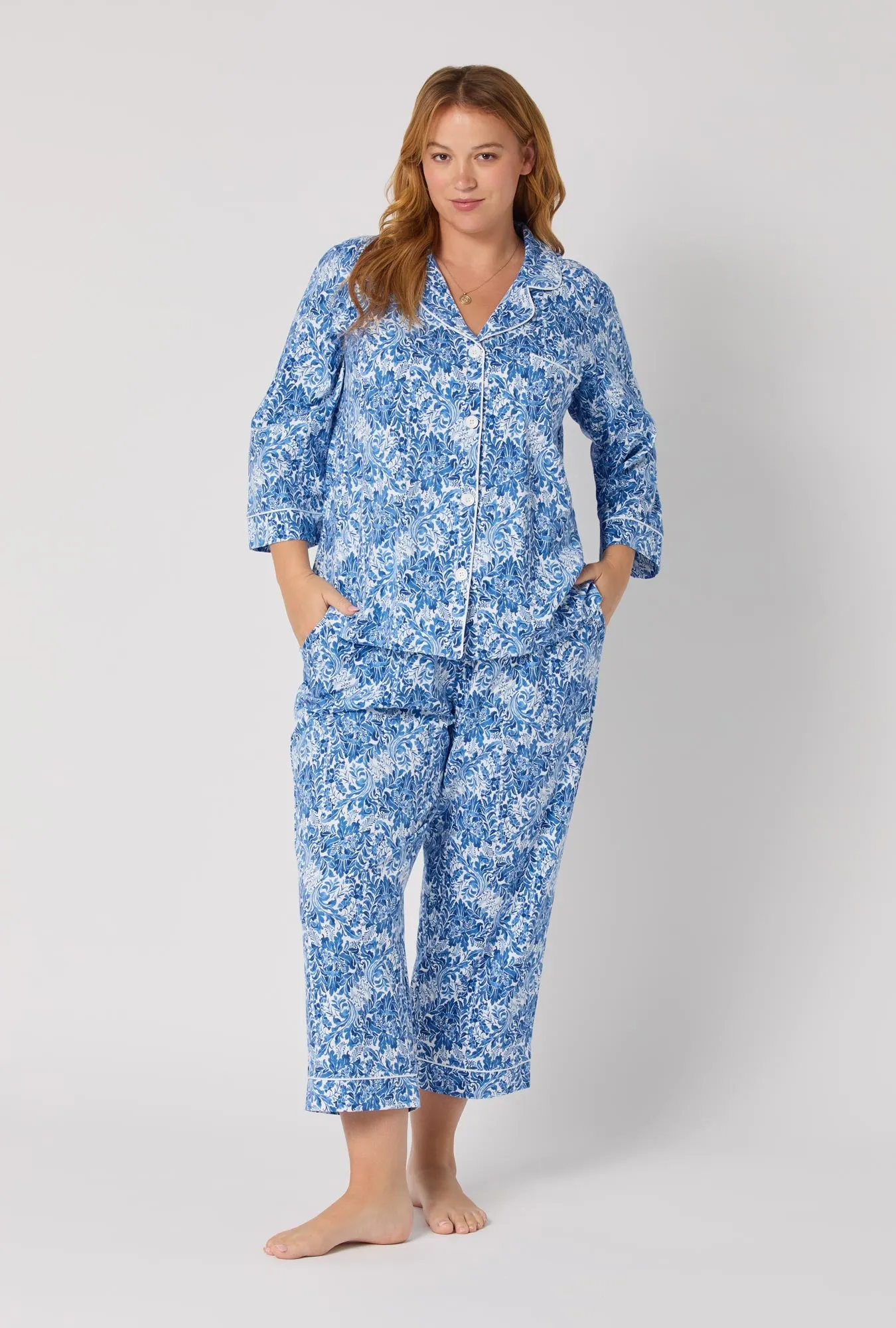 Dreamy Damask 3/4 Sleeve Classic Stretch Jersey Cropped Pj Set sold by BedHead product image thumbnail 5