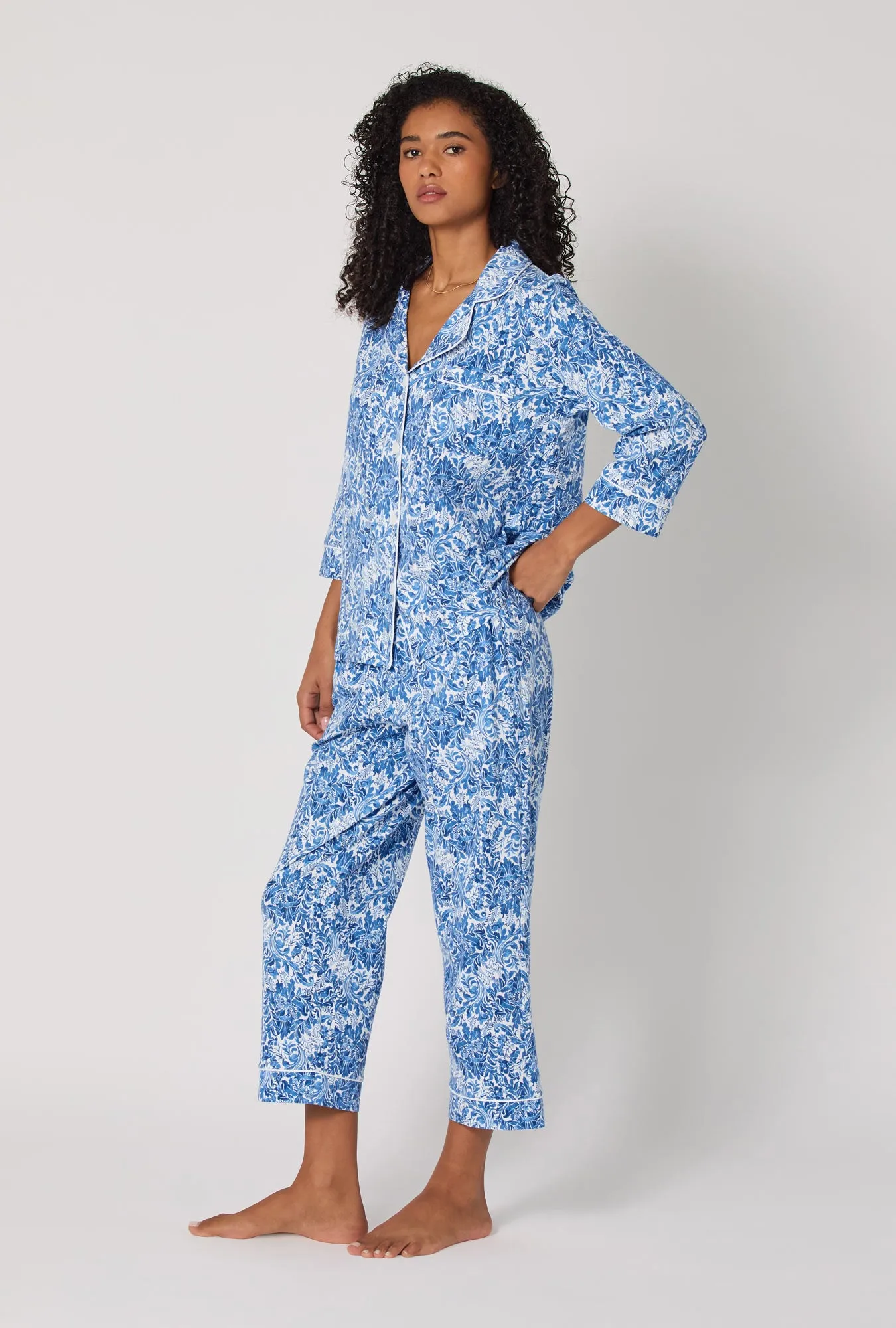 Dreamy Damask 3/4 Sleeve Classic Stretch Jersey Cropped Pj Set sold by BedHead product image thumbnail 3