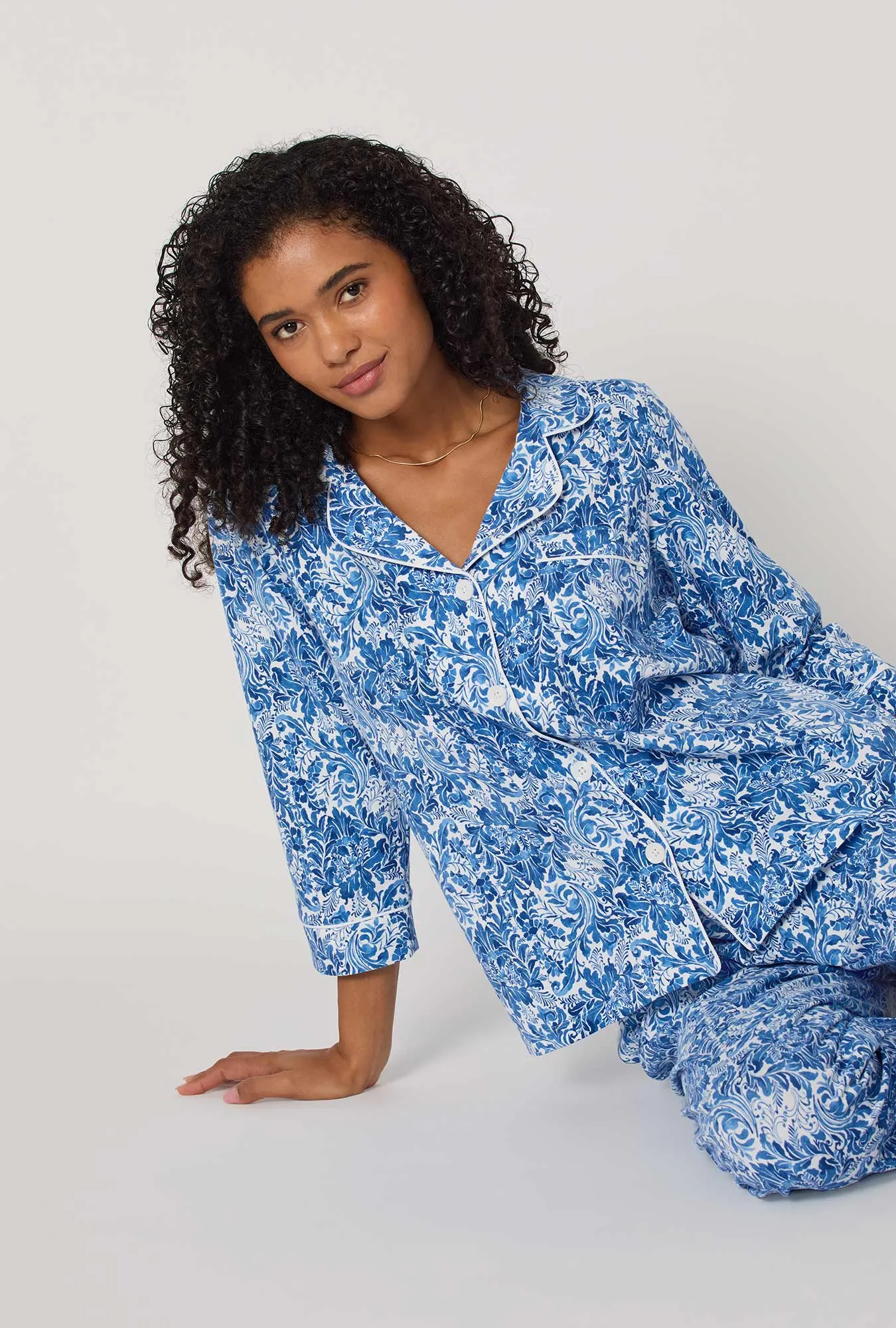 Dreamy Damask 3/4 Sleeve Classic Stretch Jersey Cropped Pj Set sold by BedHead product image thumbnail 2