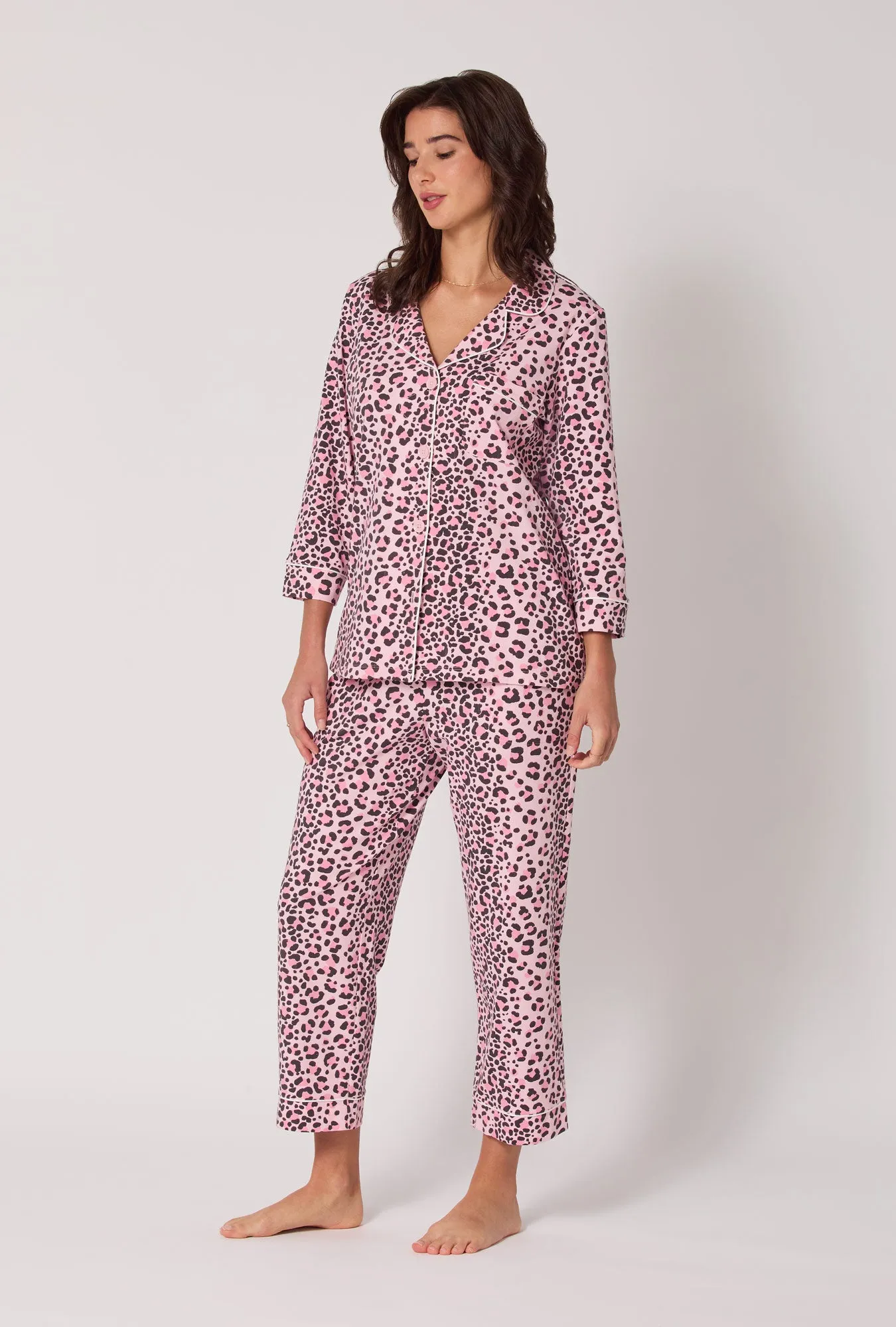 Purr-fect Spots 3/4 Sleeve Classic Stretch Jersey Cropped Pj Set sold by BedHead product image thumbnail 2