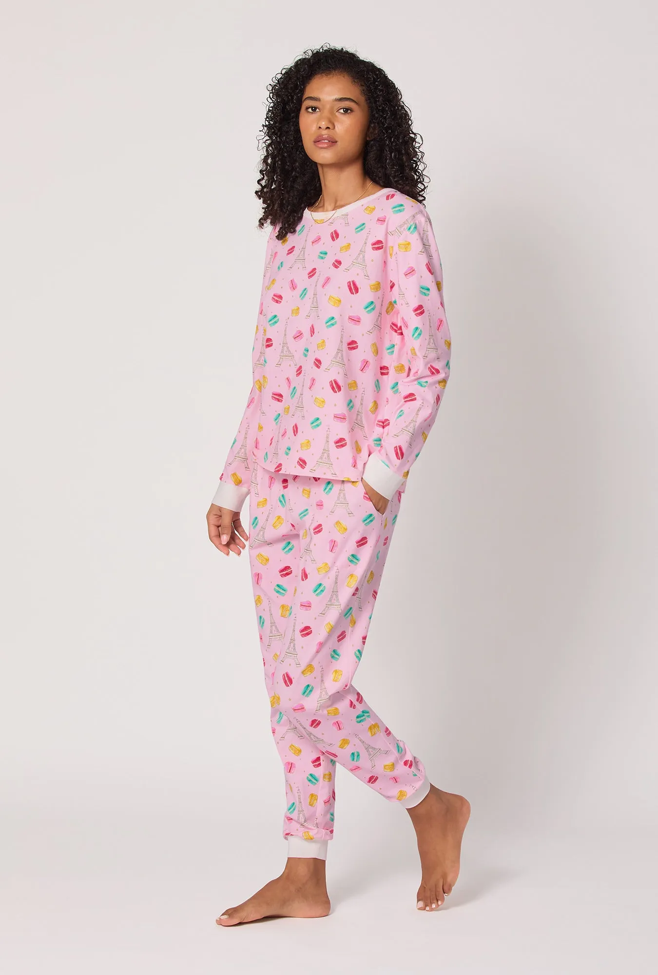 Eiffel For You Long Sleeve Pullover Crew And Jogger Stretch Jersey Pj Set sold by BedHead product image thumbnail 2