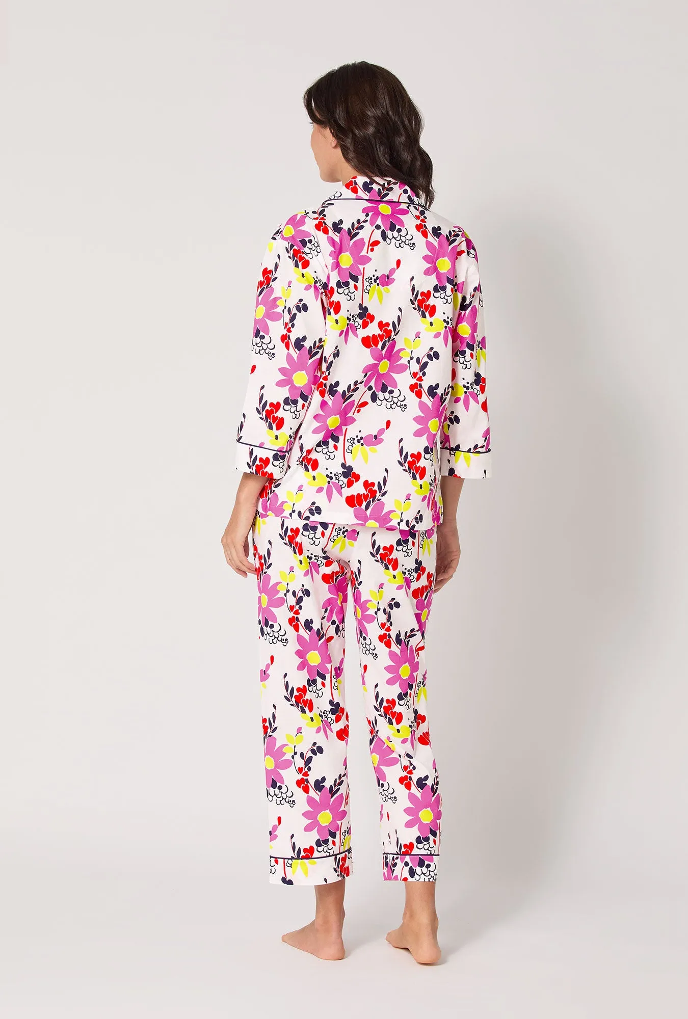 BedHead x Trina Turk Whimsical Floral 3/4 Sleeve Classic Woven Cotton Cropped Pj Set sold by BedHead product image thumbnail 3