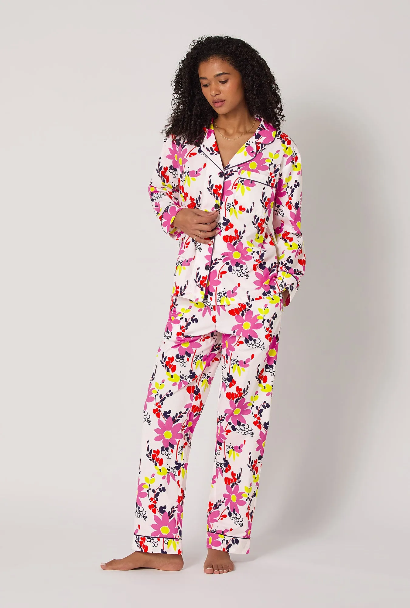 BedHead x Trina Turk Whimsical Floral Long Sleeve Classic Woven Cotton Poplin Pj Set sold by BedHead