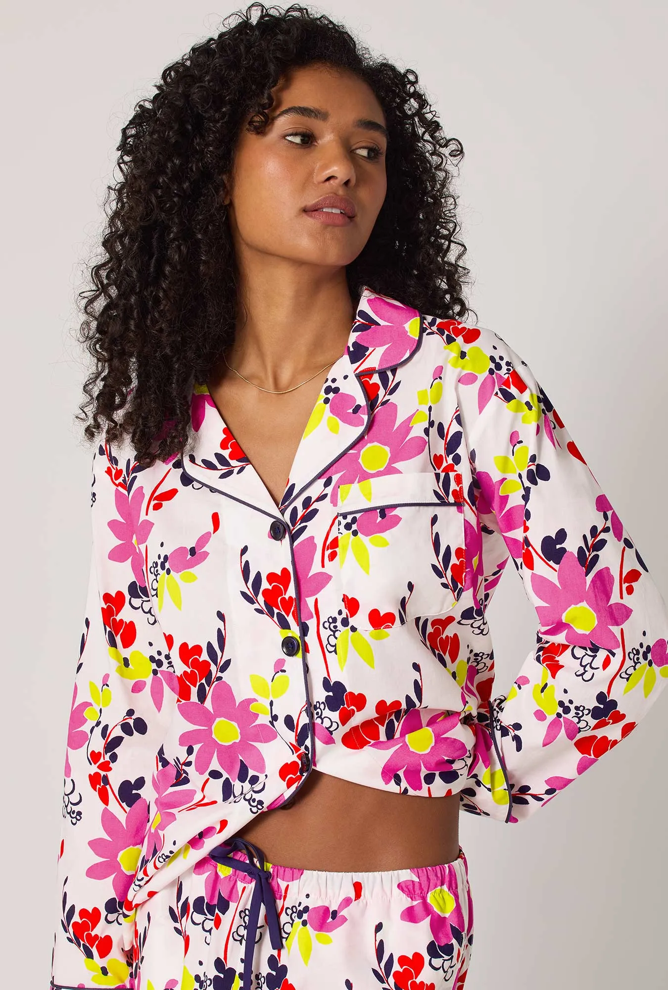 BedHead x Trina Turk Whimsical Floral Long Sleeve Classic Woven Cotton Poplin Pj Set sold by BedHead product image thumbnail 4