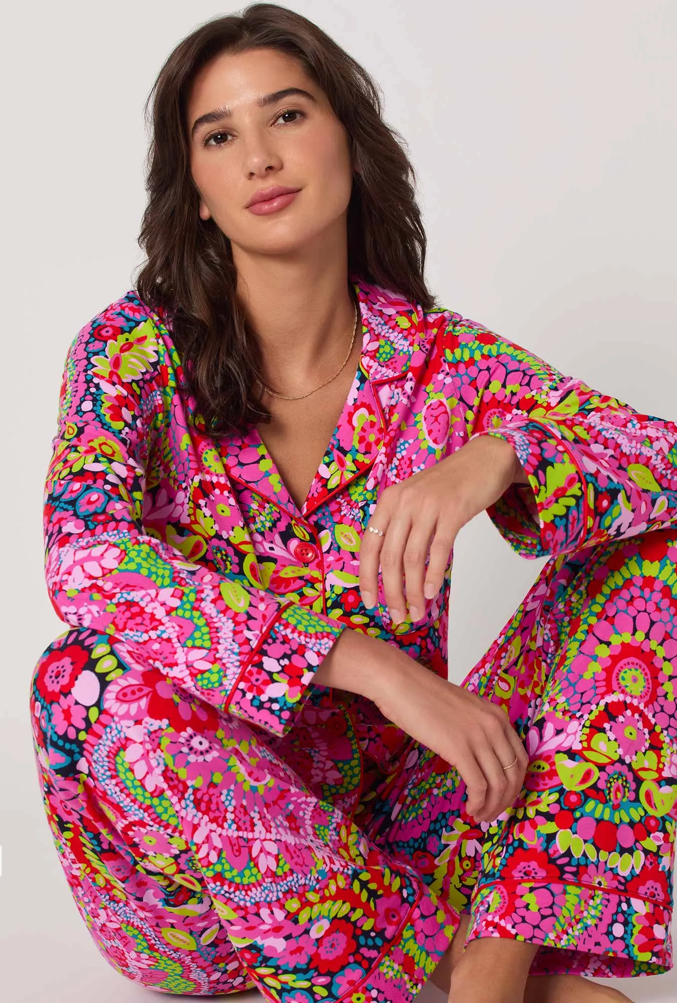 BedHead x Trina Turk Las Flores Long Sleeve Classic Stretch Jersey Pj Set sold by BedHead product image thumbnail 4