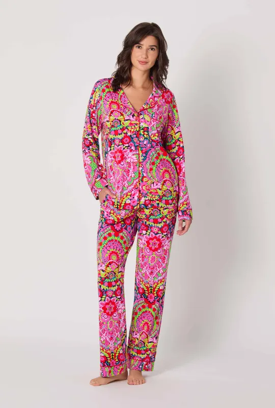 BedHead x Trina Turk Las Flores Long Sleeve Classic Stretch Jersey Pj Set sold by BedHead