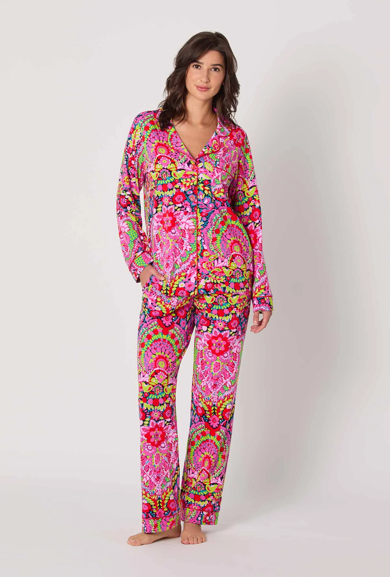 BedHead x Trina Turk Las Flores Long Sleeve Classic Stretch Jersey Pj Set sold by BedHead