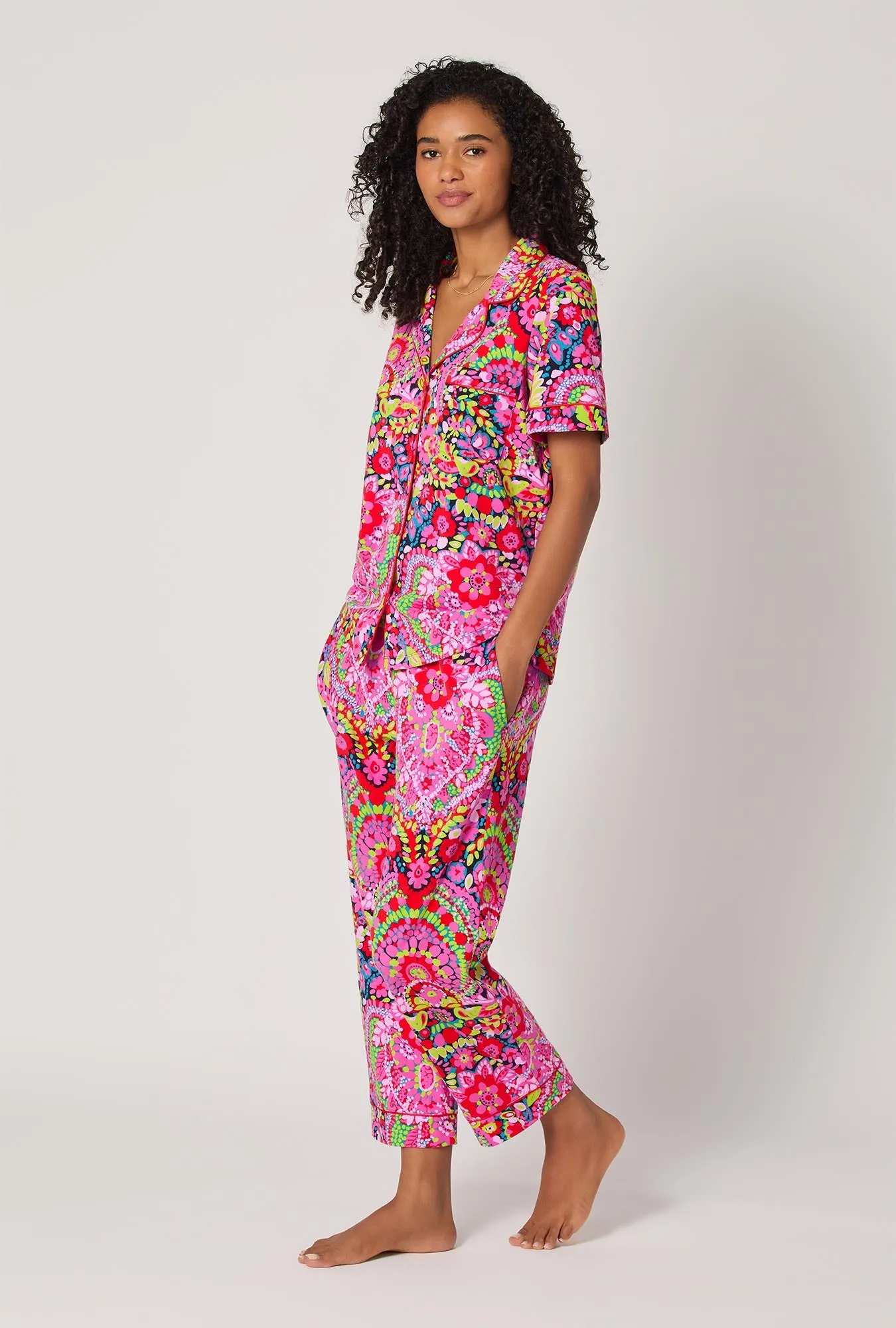 BedHead x Trina Turk Las Flores Short Sleeve Classic Stretch Jersey Cropped Pj Set sold by BedHead product image thumbnail 2