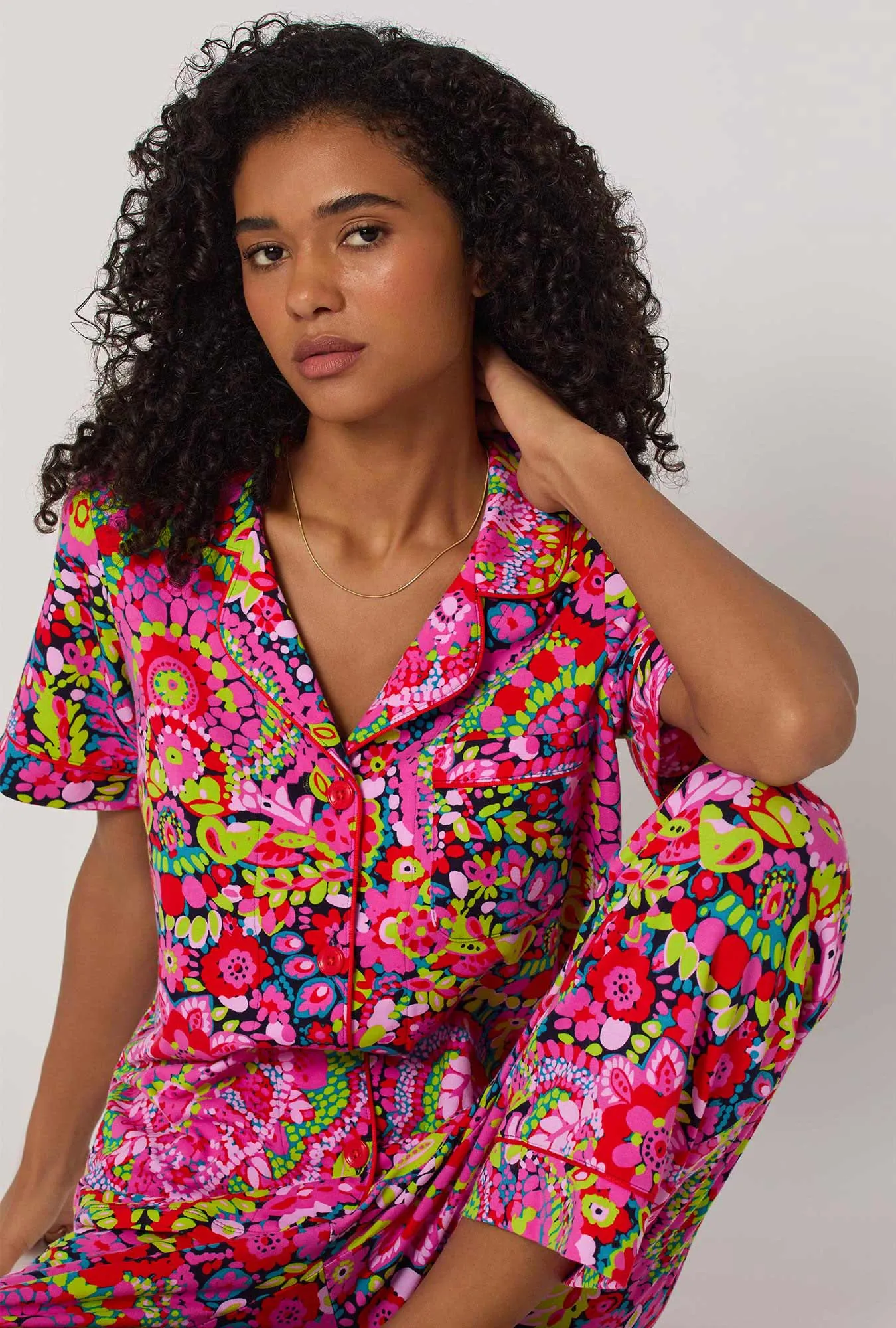 BedHead x Trina Turk Las Flores Short Sleeve Classic Stretch Jersey Cropped Pj Set sold by BedHead product image thumbnail 4