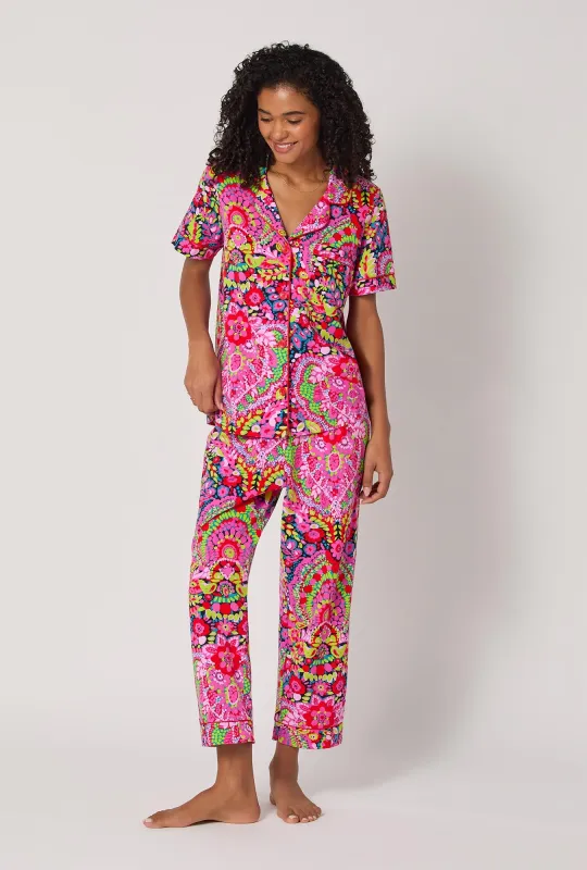 BedHead x Trina Turk Las Flores Short Sleeve Classic Stretch Jersey Cropped Pj Set sold by BedHead