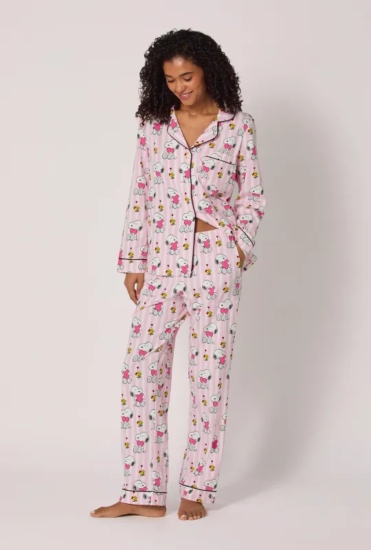 Snoopy's Valentine Long Sleeve Classic Stretch Jersey Pj Set sold by BedHead