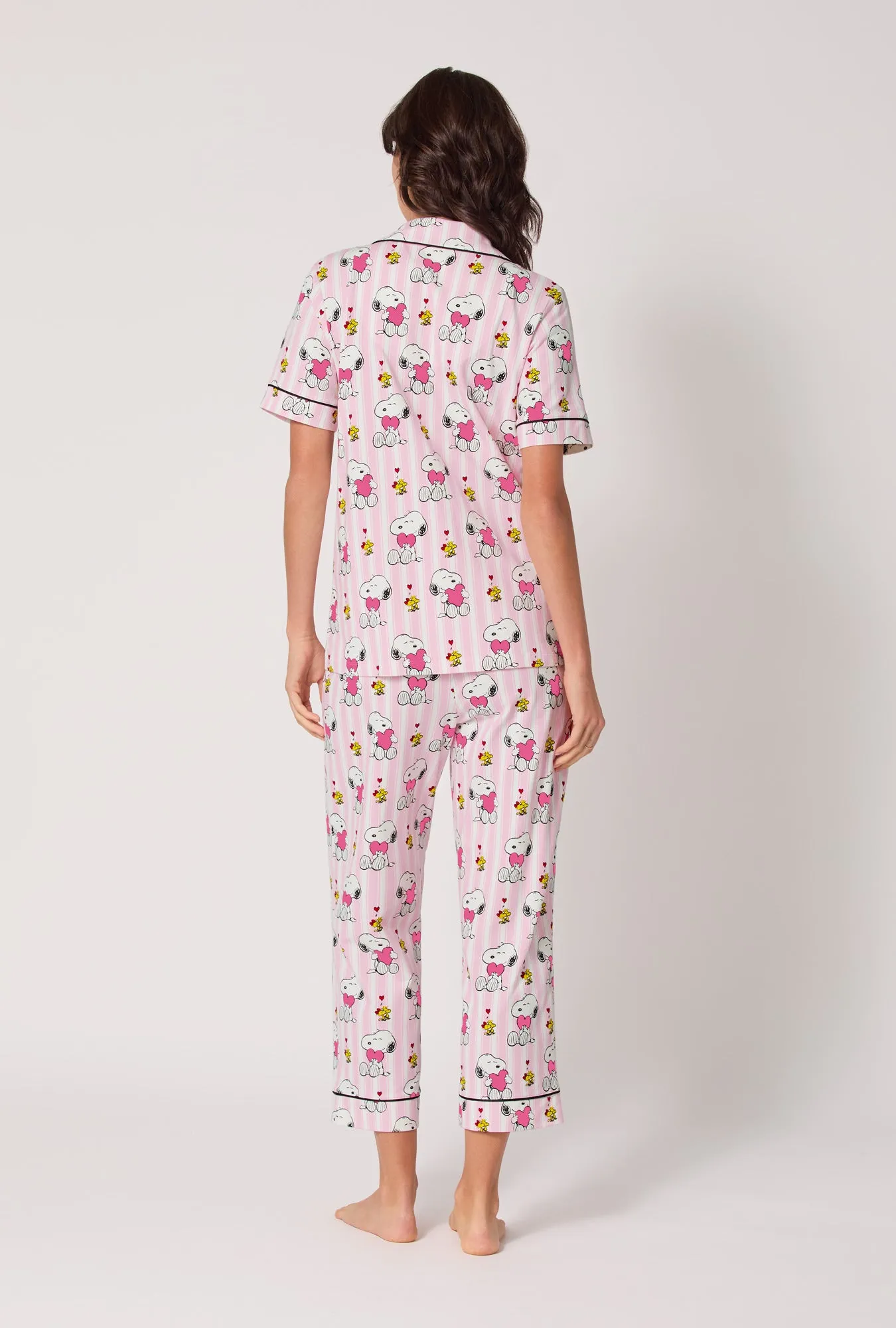 Snoopy's Valentine Short Sleeve Classic Stretch Jersey Cropped Pj Set sold by BedHead product image thumbnail 3