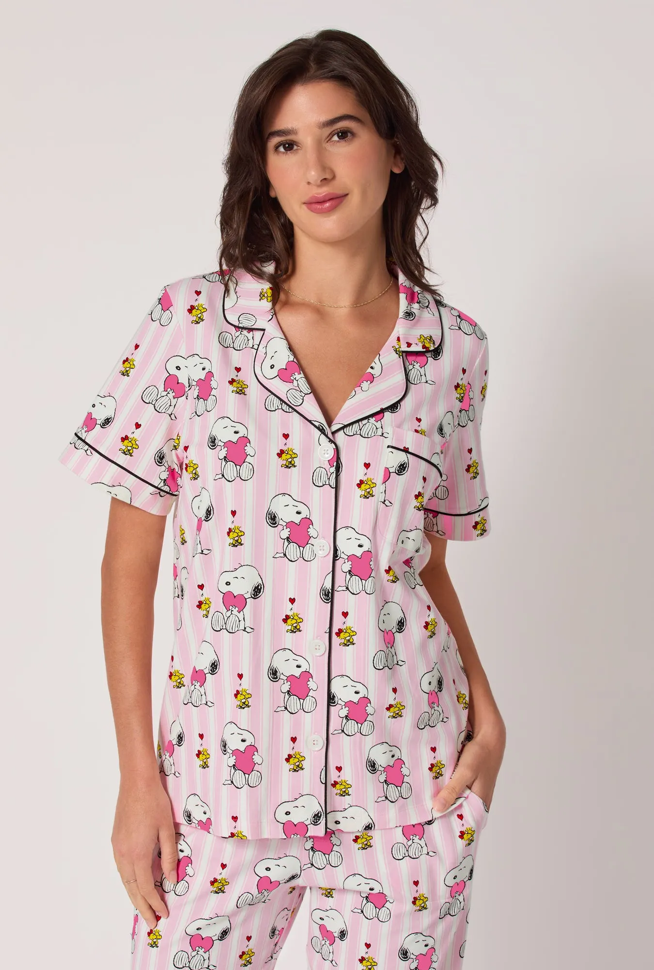 Snoopy's Valentine Short Sleeve Classic Stretch Jersey Cropped Pj Set sold by BedHead product image thumbnail 4