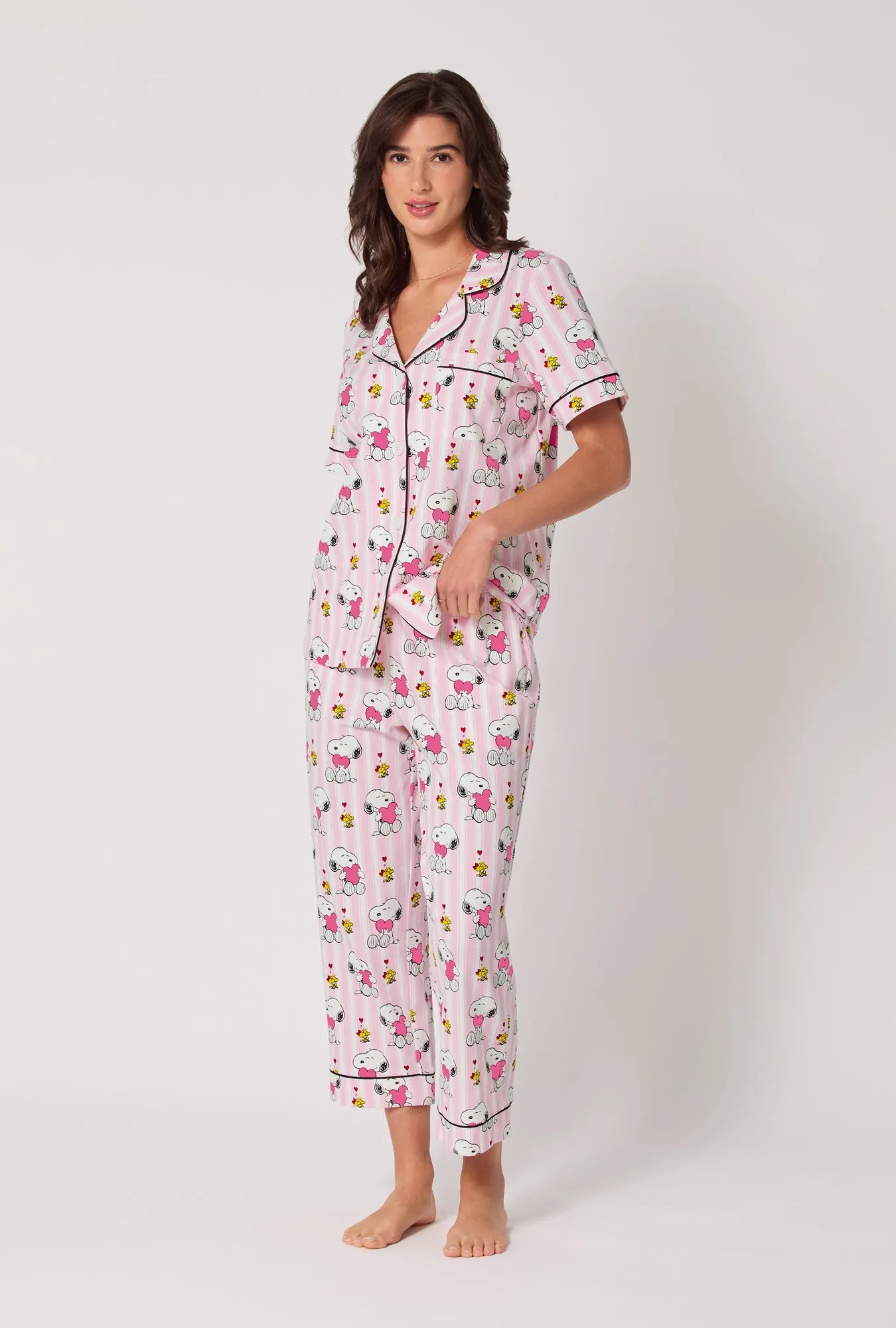 Snoopy's Valentine Short Sleeve Classic Stretch Jersey Cropped Pj Set sold by BedHead product image thumbnail 2