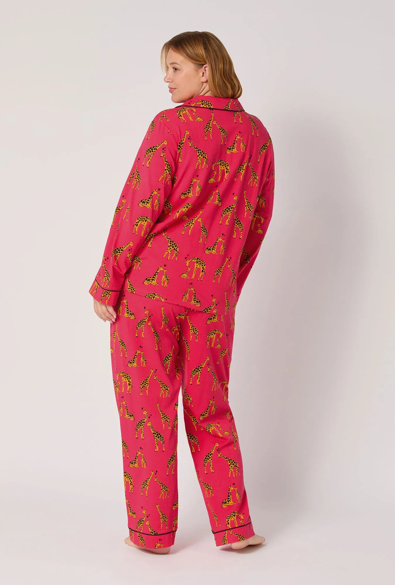 Giraffes In Love Long Sleeve Classic Stretch Jersey Pj Set sold by BedHead product image thumbnail 5