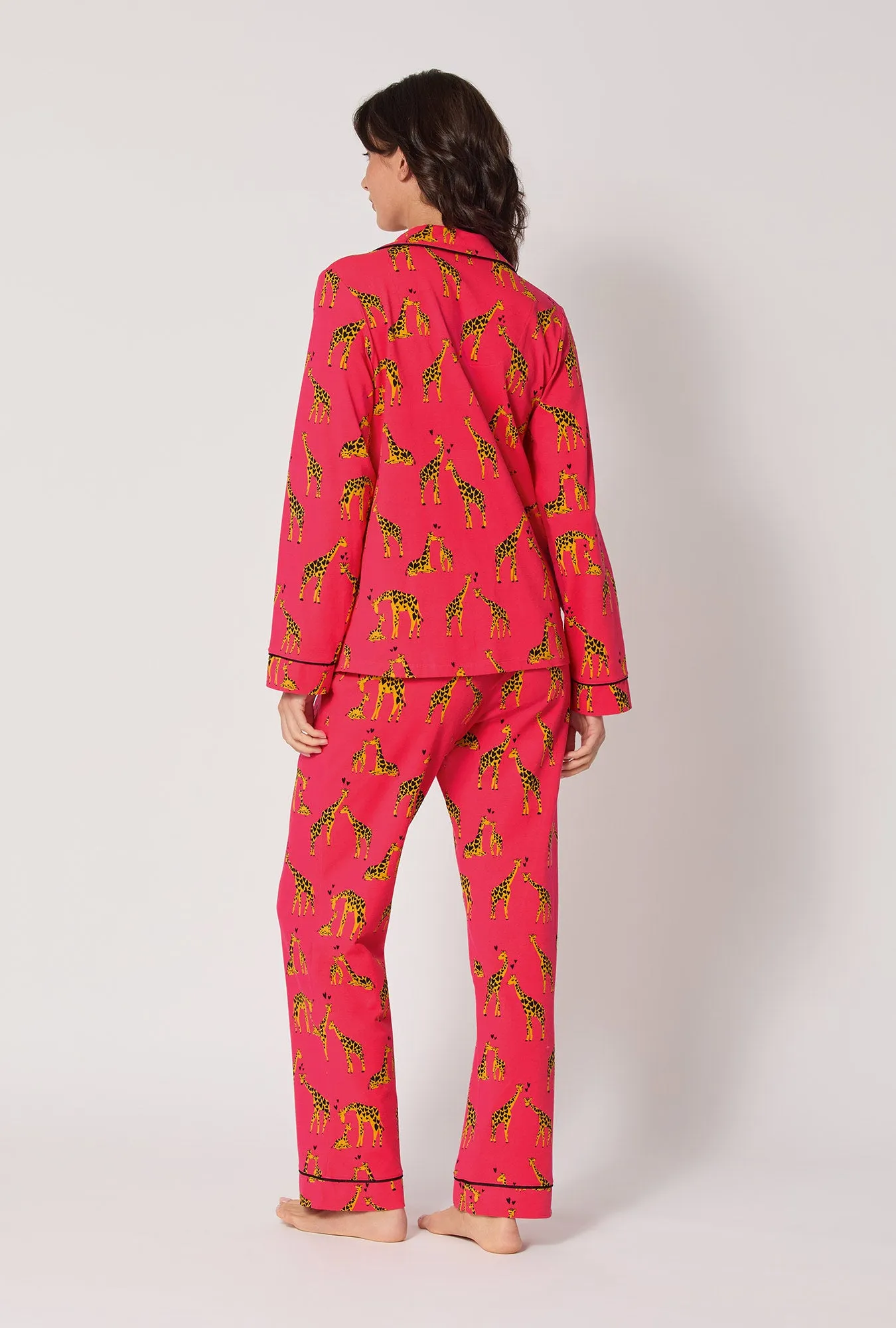 Giraffes In Love Long Sleeve Classic Stretch Jersey Pj Set sold by BedHead product image thumbnail 3