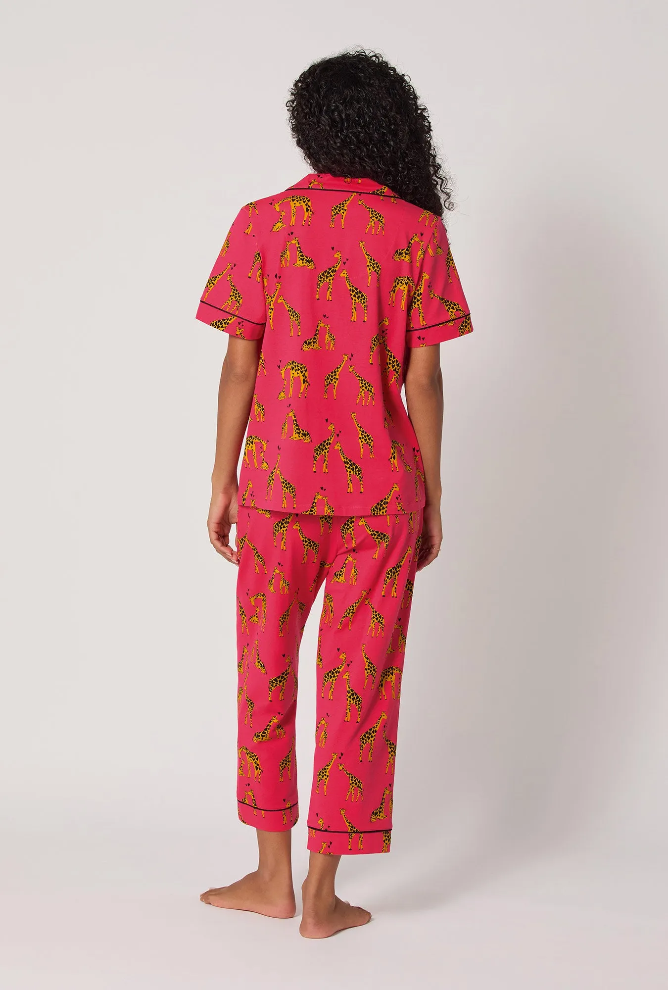 Giraffes In Love Short Sleeve Classic Stretch Jersey Cropped Pj Set sold by BedHead product image thumbnail 4