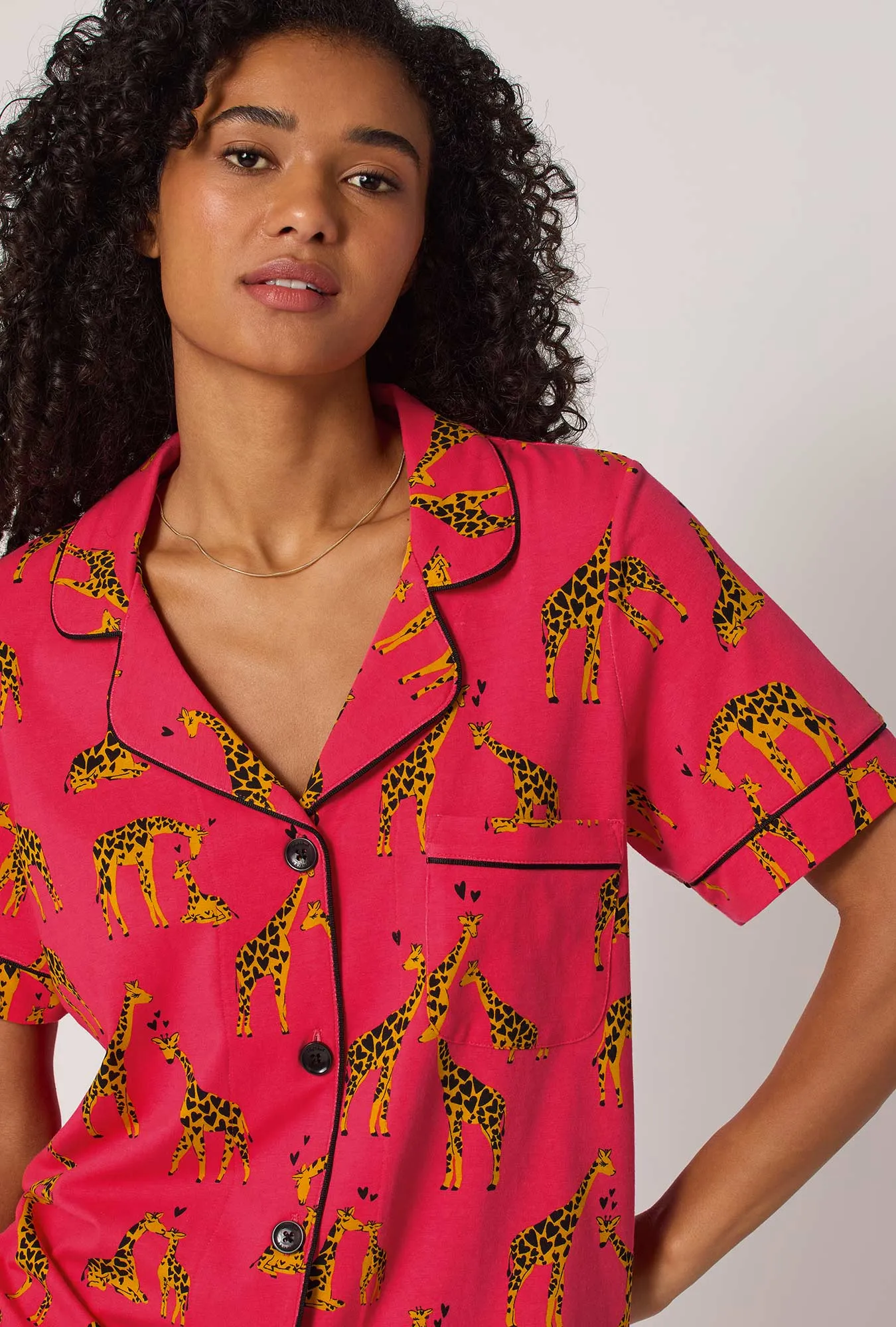 Giraffes In Love Short Sleeve Classic Stretch Jersey Cropped Pj Set sold by BedHead