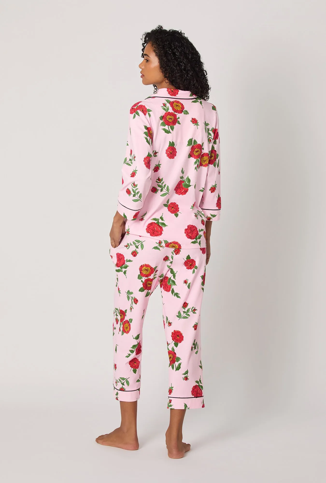 Falling Blooms 3/4 Sleeve Classic Stretch Jersey Cropped Pj Set sold by BedHead product image thumbnail 3