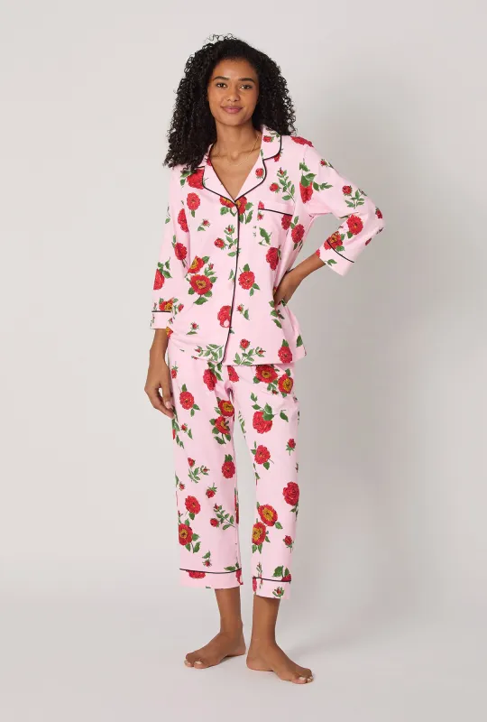 Falling Blooms 3/4 Sleeve Classic Stretch Jersey Cropped Pj Set made by BedHead