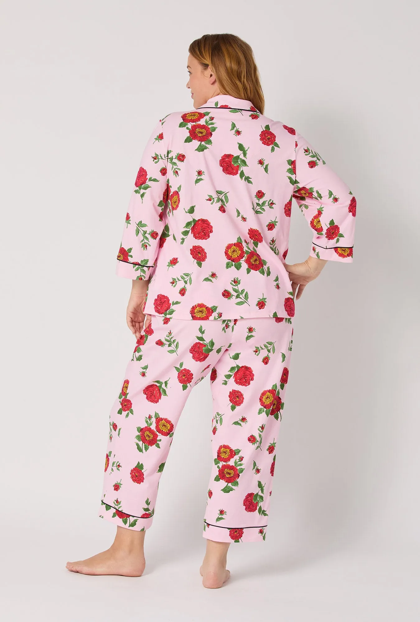 Falling Blooms 3/4 Sleeve Classic Stretch Jersey Cropped Pj Set sold by BedHead product image thumbnail 5