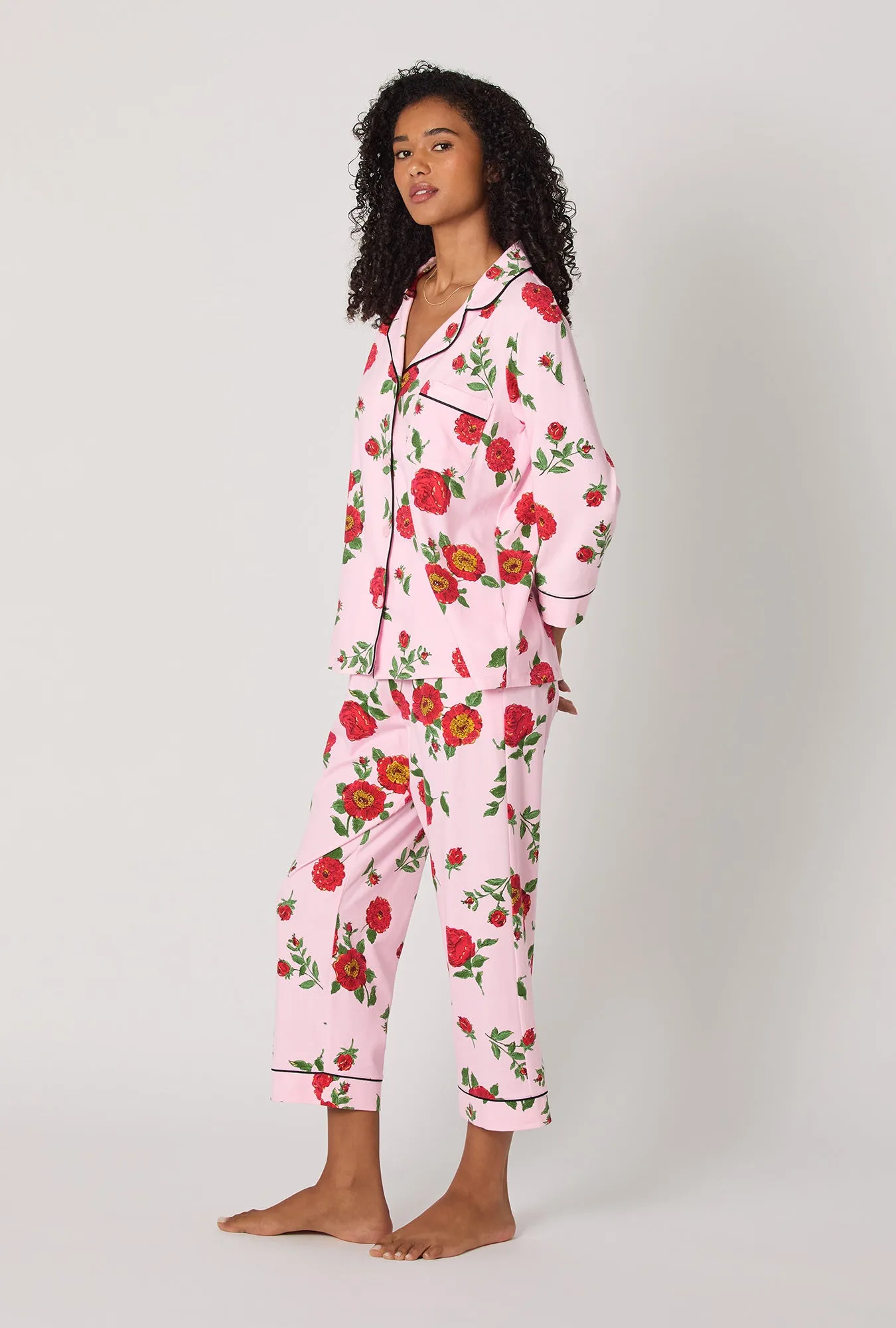 Falling Blooms 3/4 Sleeve Classic Stretch Jersey Cropped Pj Set sold by BedHead product image thumbnail 2