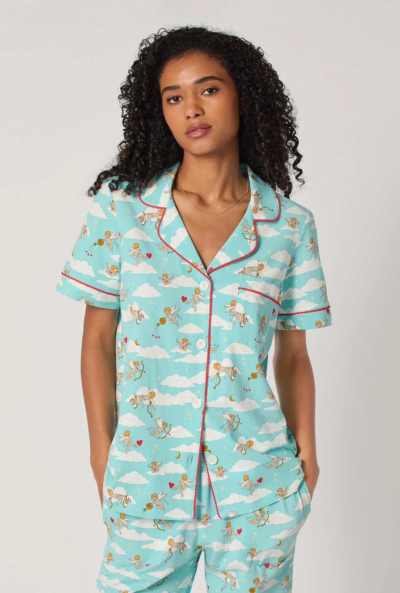 Cheeky Cupid Short Sleeve Classic Stretch Jersey Cropped Pj Set sold by BedHead product image thumbnail 4