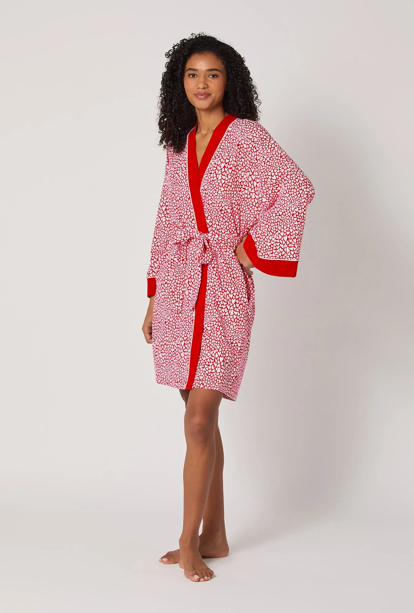 Bursting With Love Banded Collar Stretch Jersey Robe sold by BedHead product image thumbnail 3