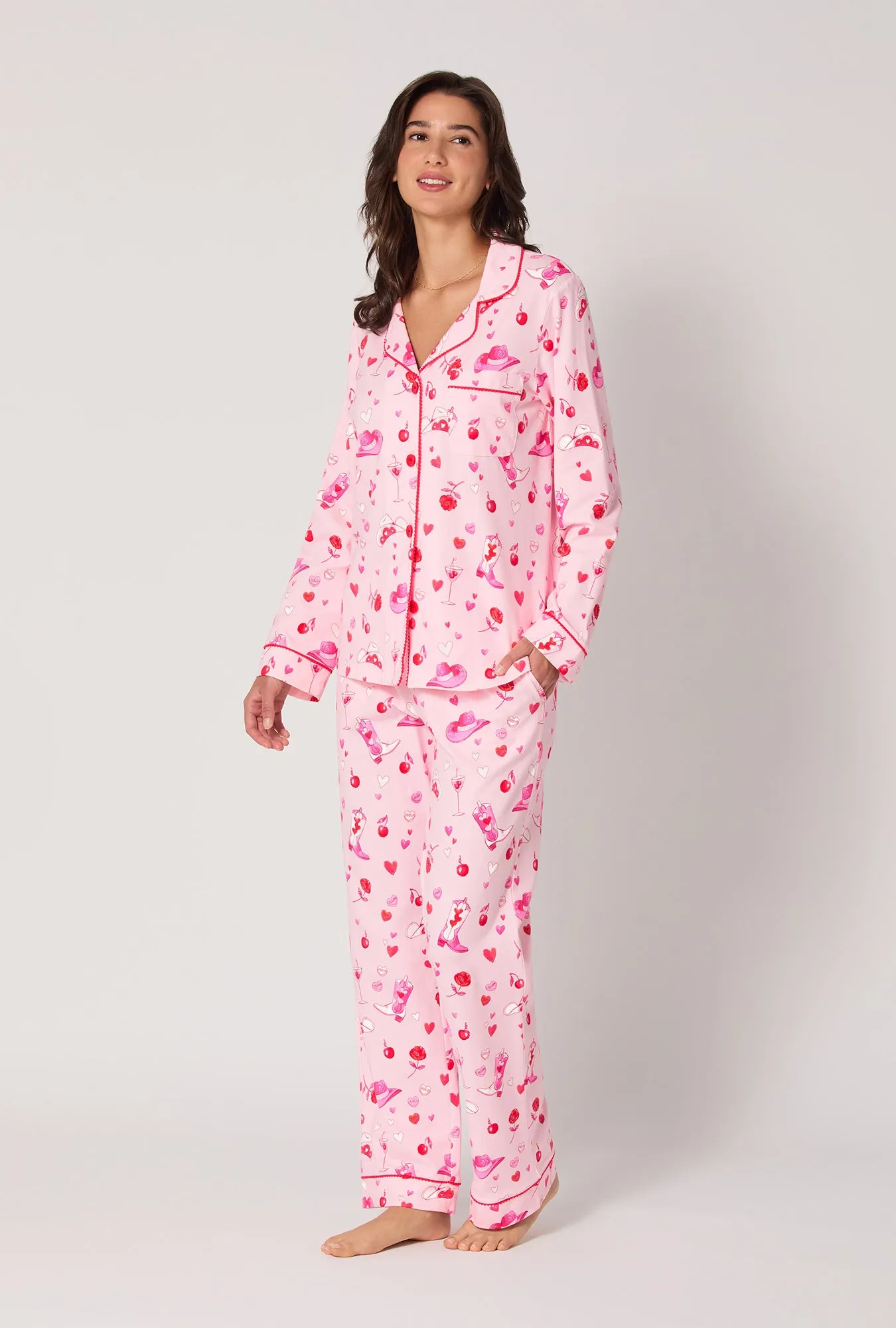 Giddy Up Galentine Long Sleeve Classic Stretch Jersey Pj Set sold by BedHead product image thumbnail 3