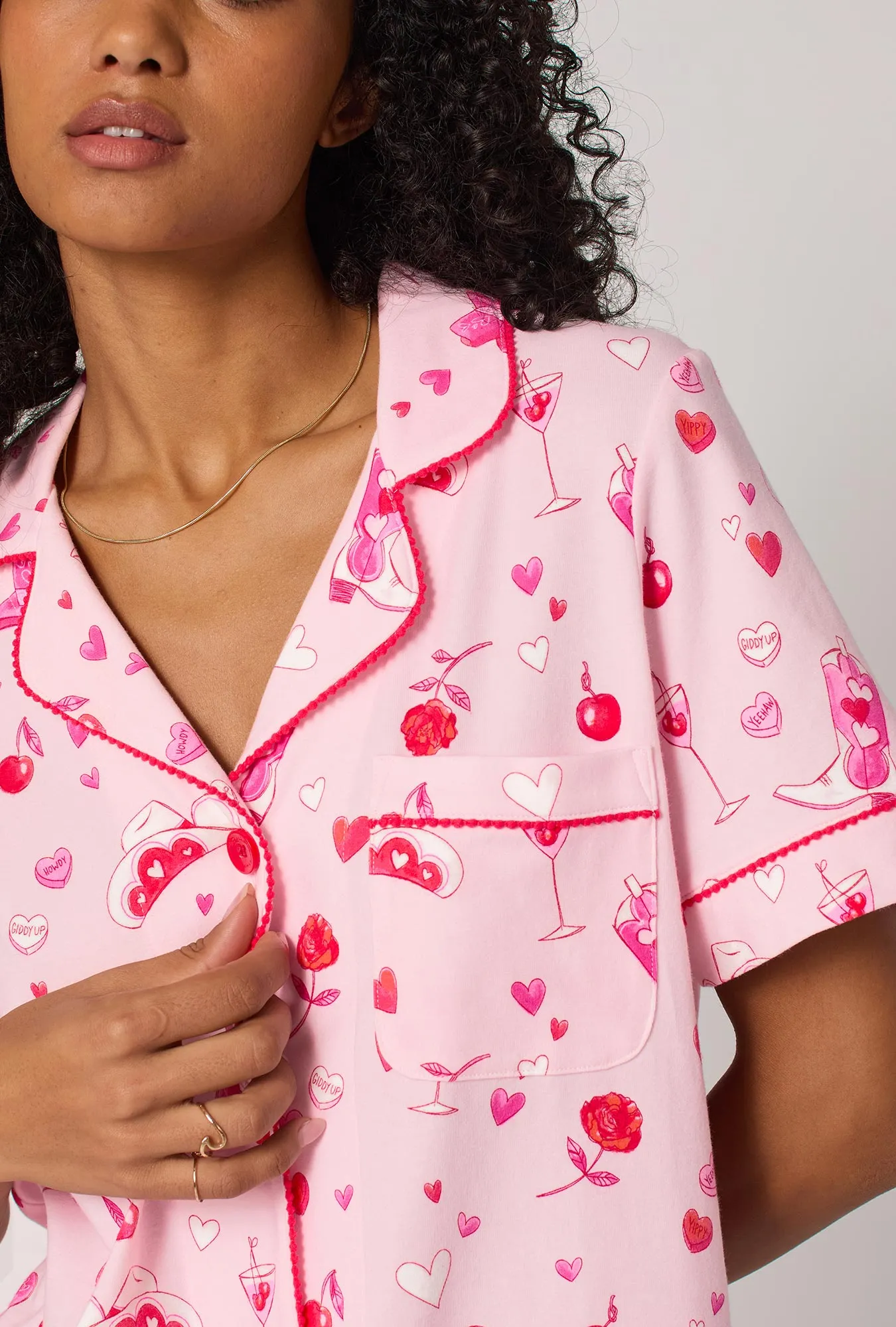 Giddy Up Galentine Short Sleeve Classic Shorty Stretch Jersey Pj Set sold by BedHead product image thumbnail 4