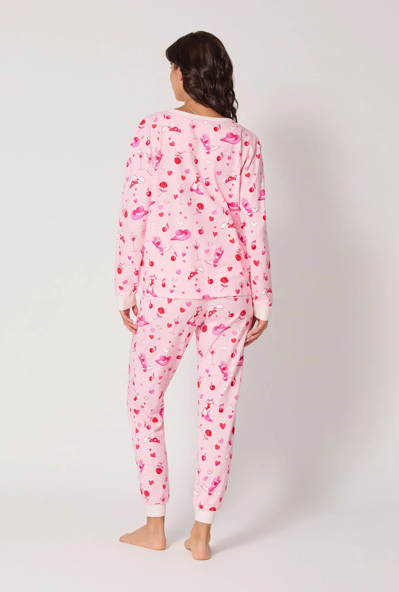 Giddy Up Galentine Long Sleeve Pullover Crew And Jogger Stretch Jersey Pj Set sold by BedHead product image thumbnail 3