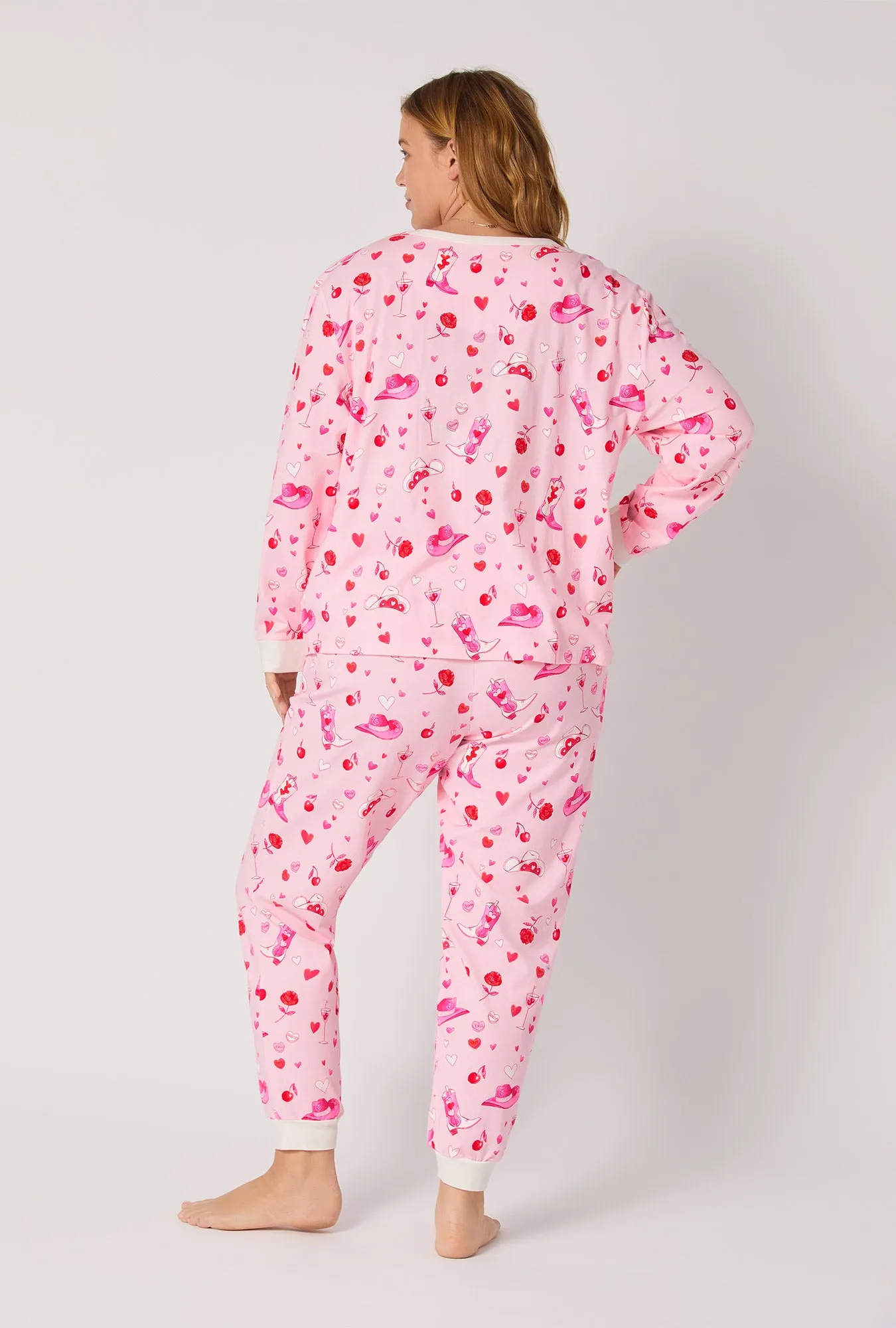 Giddy Up Galentine Long Sleeve Pullover Crew And Jogger Stretch Jersey Pj Set sold by BedHead product image thumbnail 5