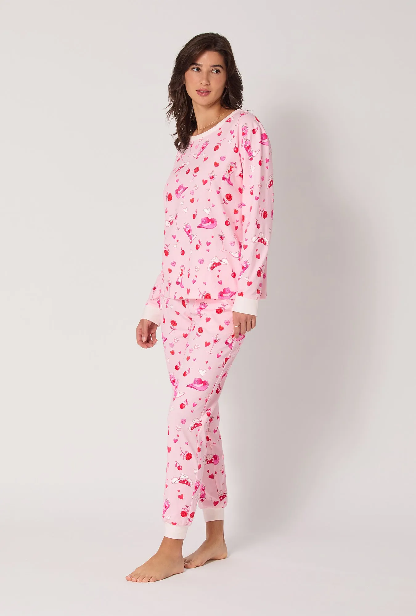 Giddy Up Galentine Long Sleeve Pullover Crew And Jogger Stretch Jersey Pj Set sold by BedHead product image thumbnail 2