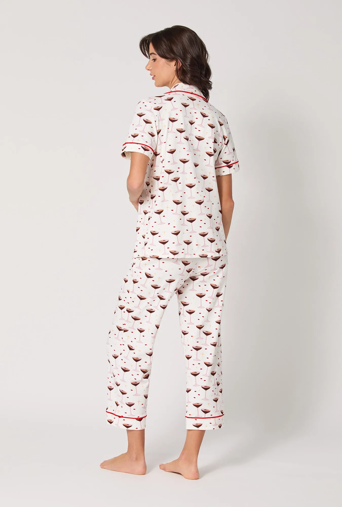 Espresso Kisses Short Sleeve Classic Stretch Jersey Cropped Pj Set sold by BedHead product image thumbnail 3