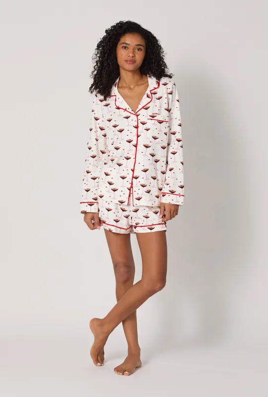 Espresso Kisses Long Sleeve Classic Stretch Jersey Shorty Pj Set sold by BedHead