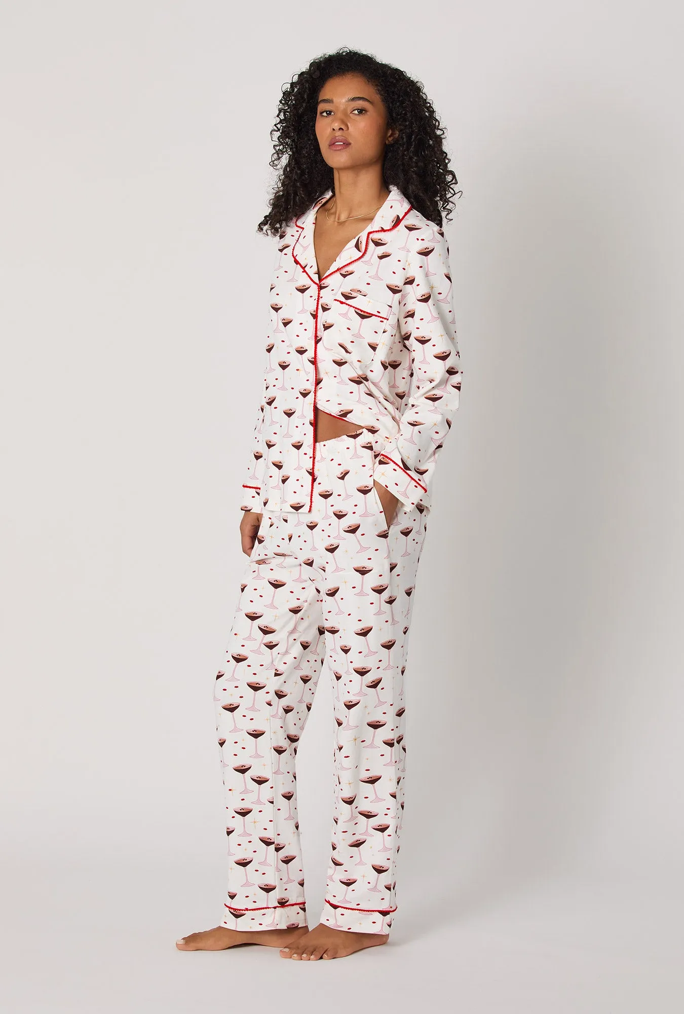 Espresso Kisses Long Sleeve Classic Stretch Jersey Pj Set sold by BedHead product image thumbnail 3