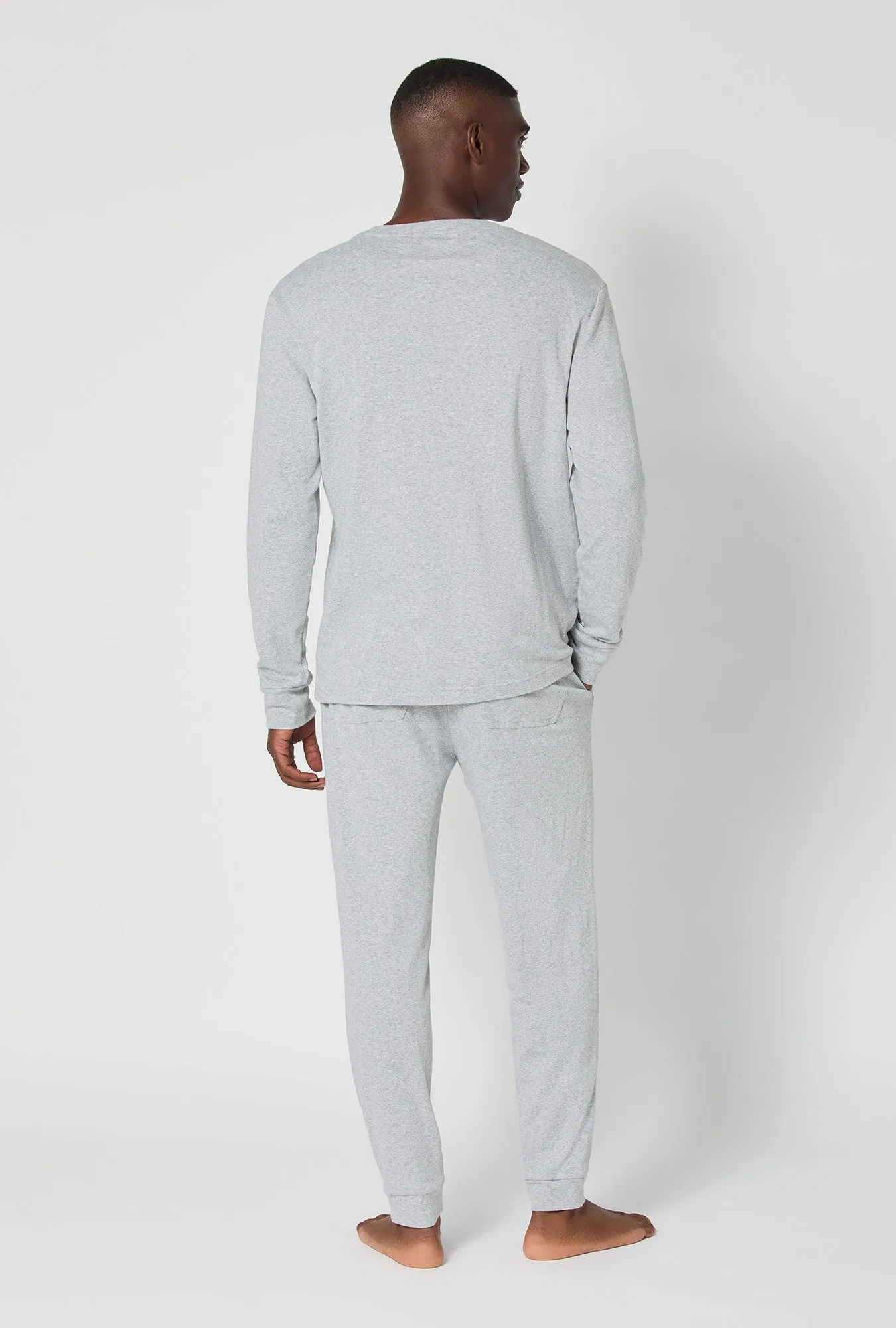 True Grey Heather Men's Long Sleeve Henley And Jogger Cotton Rib Pj Set sold by BedHead product image thumbnail 3