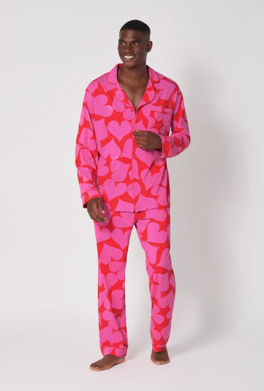 BedHead x Mr. Turk Hearts Men's Long Sleeve Classic Stretch Jersey Pj Set sold by BedHead