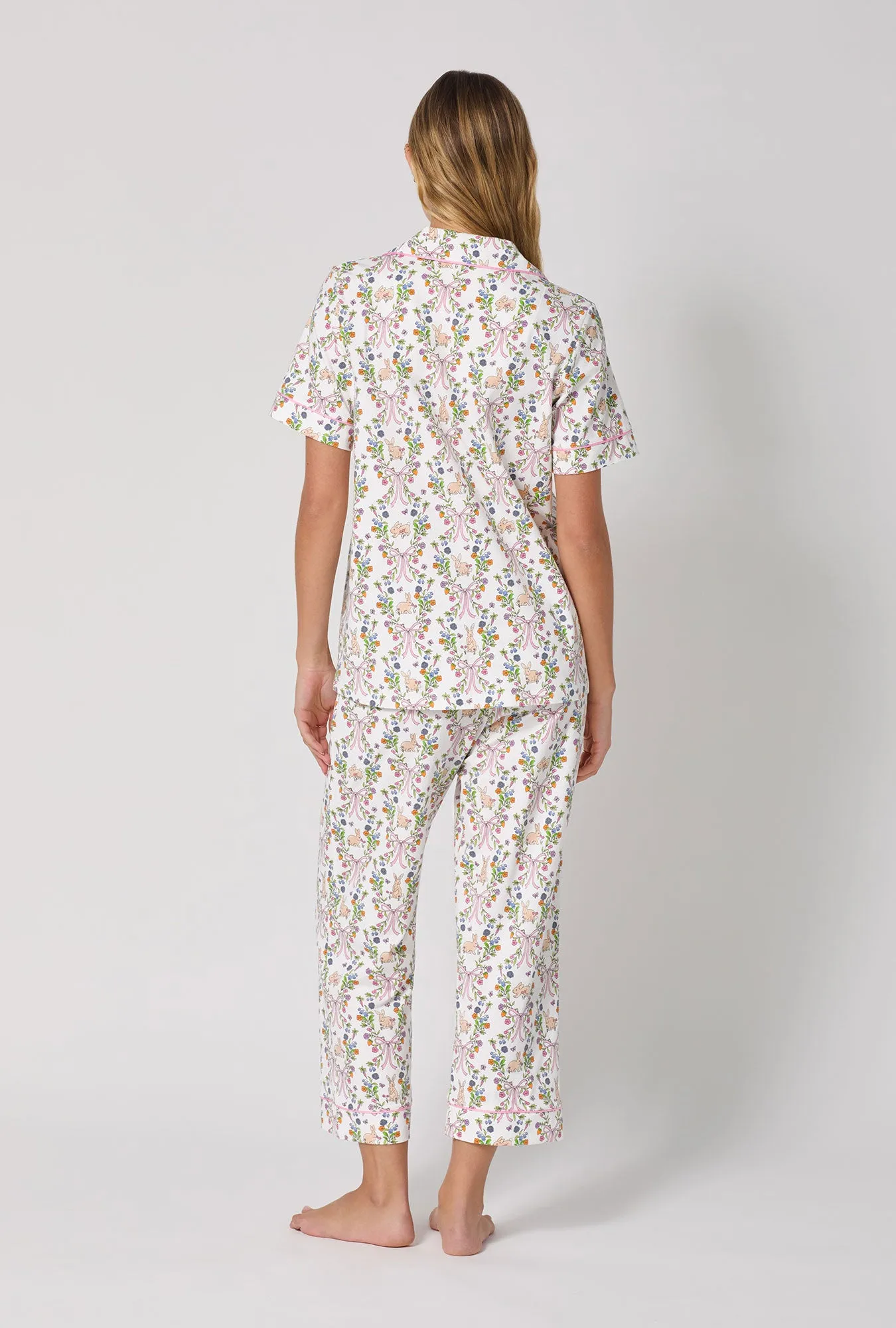 Bunny Blooms Short Sleeve Classic Stretch Jersey Cropped Pj Set sold by BedHead product image thumbnail 4